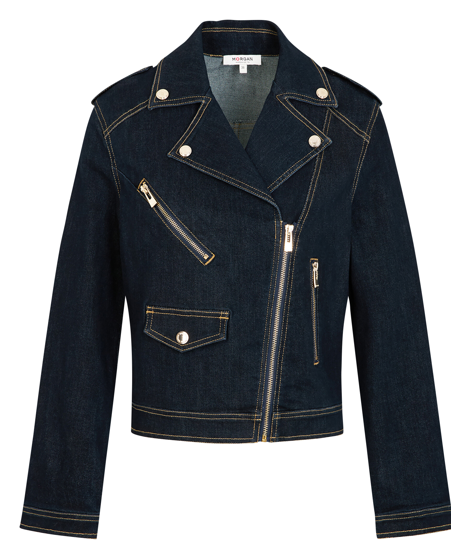 Veste zippée en denim brut MORGAN Bleu