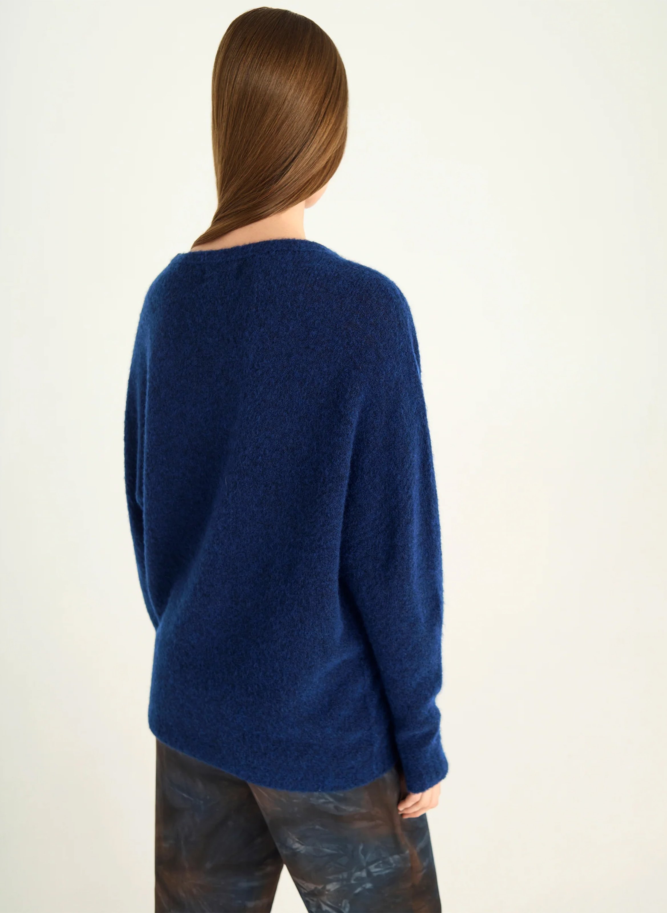 Oversize V-Ausschnitt Pullover aus weichem Strick ACOTE Blau