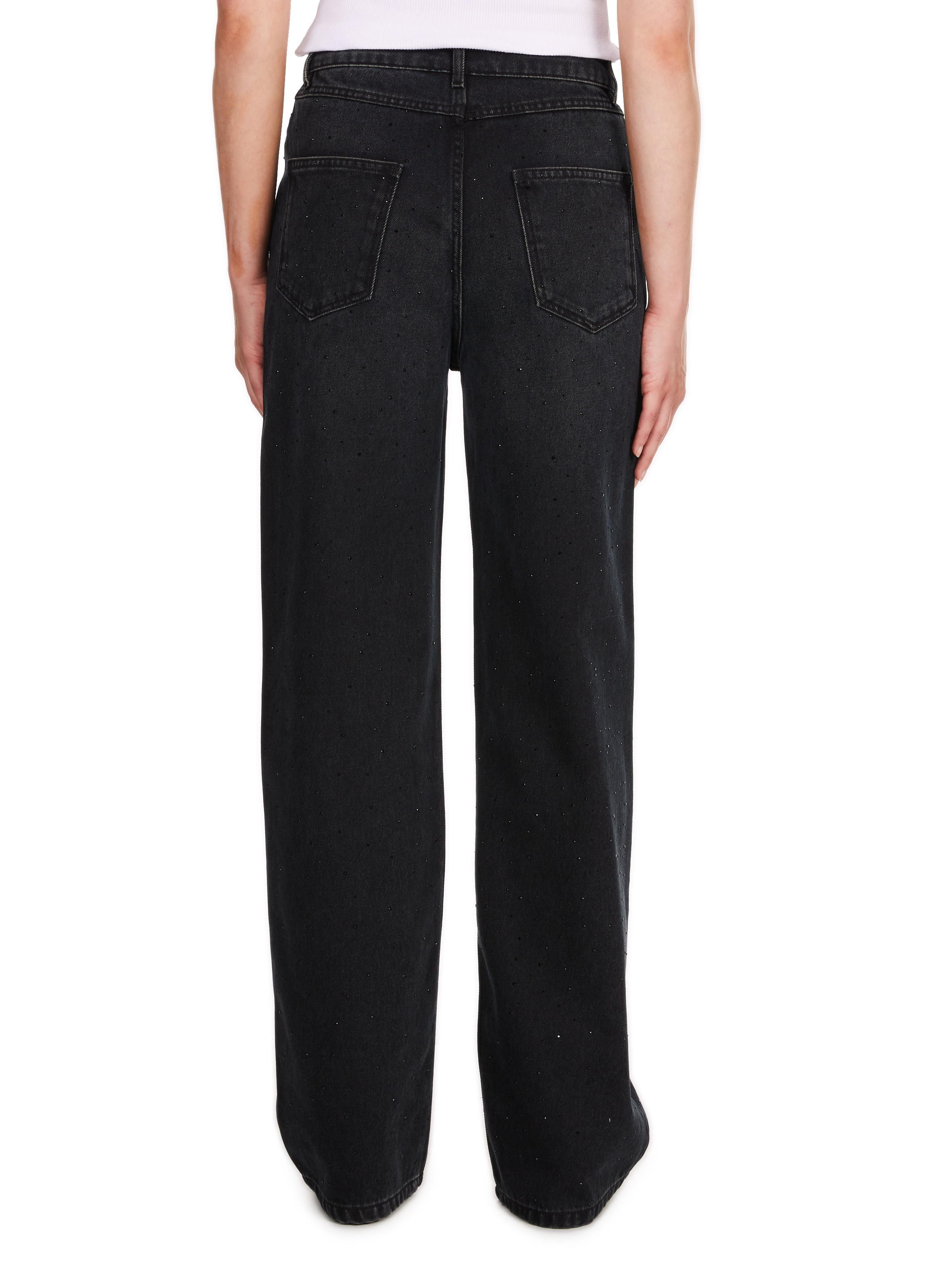 Gerade geschnittene Jeans mit Strass aus Baumwolle SAISON 1865 Schwarz