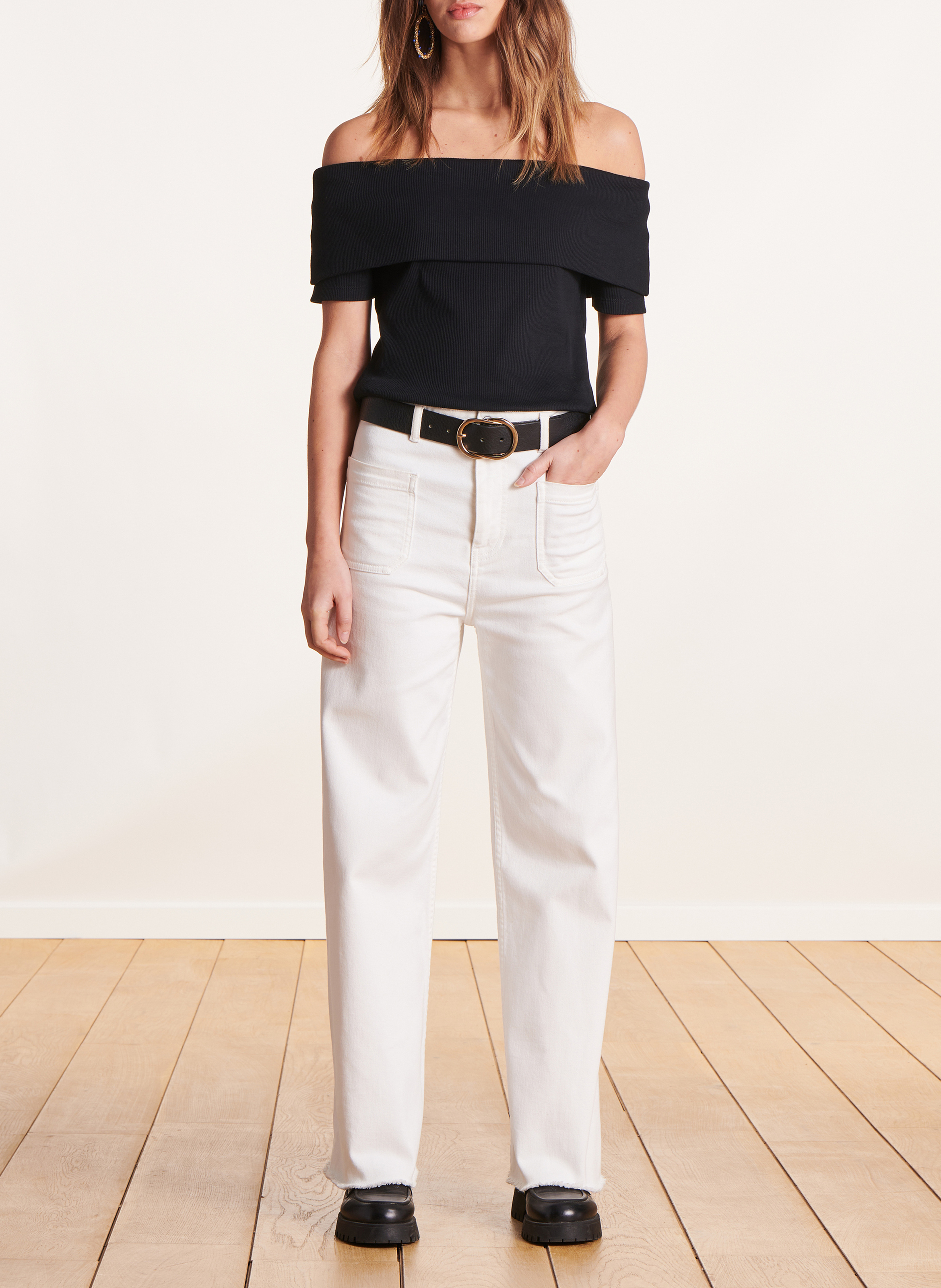 Top droit en coton bio LA FEE MARABOUTEE Noir