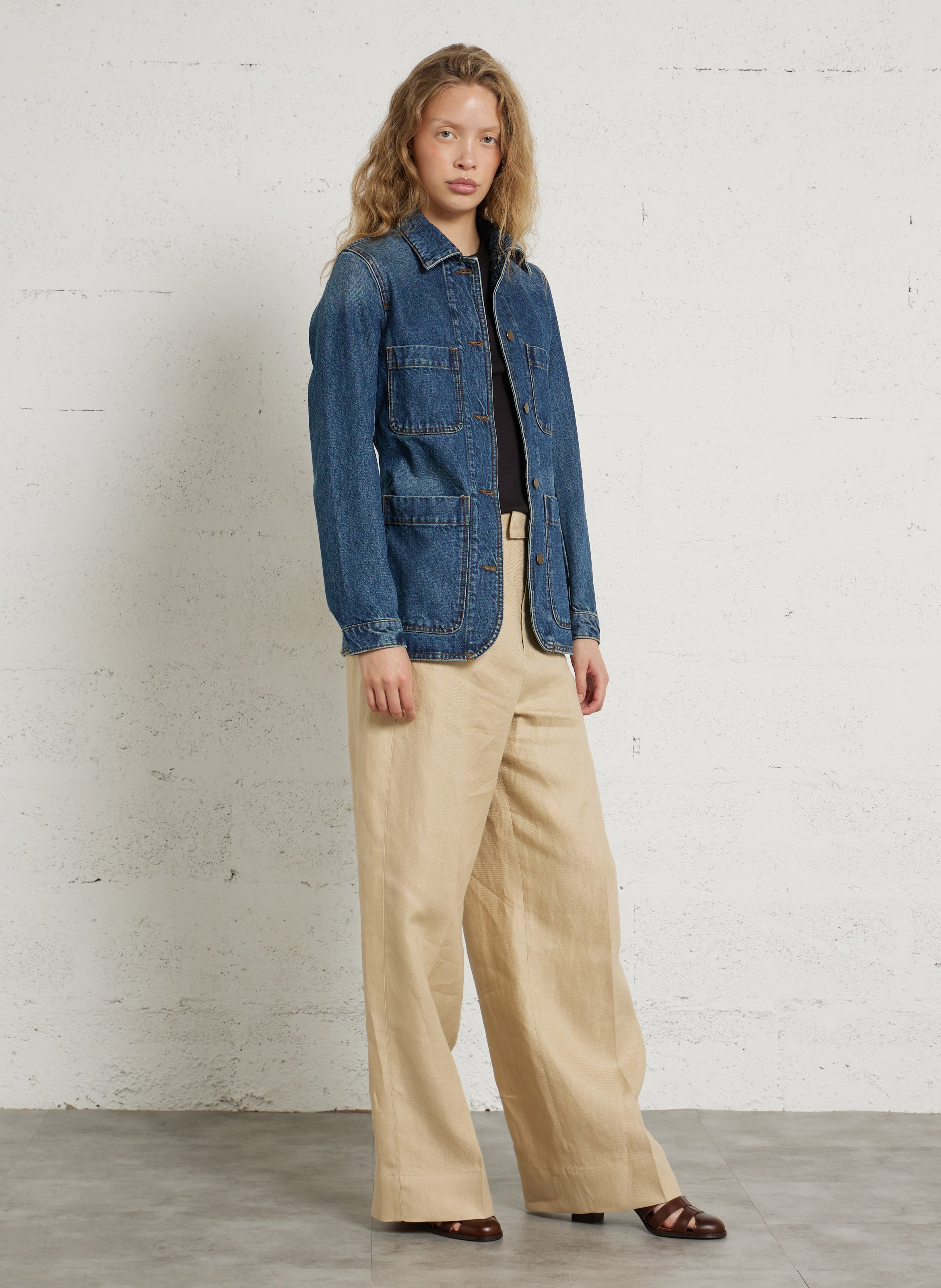 Taillierte Jeansjacke aus Baumwolle SOEUR Blau