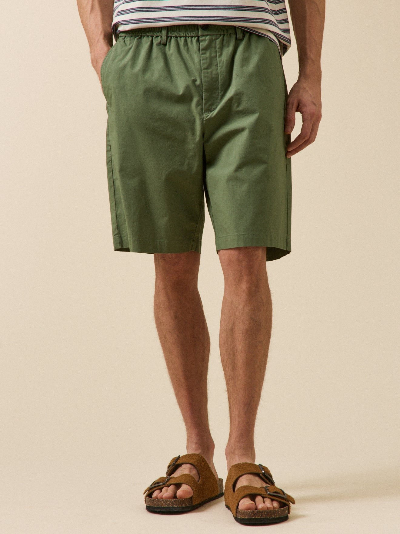 Elasticated waist Bermuda crisp poplin CYRILLUS Green