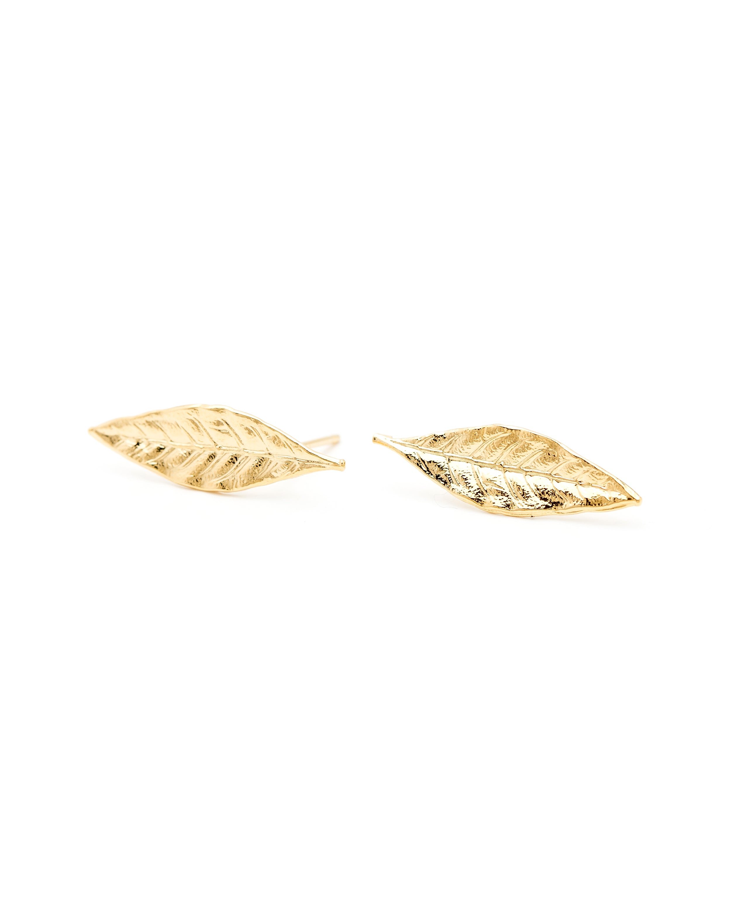Gold-plated leaf stud earrings GoldenMONSIEUR SIMONE
