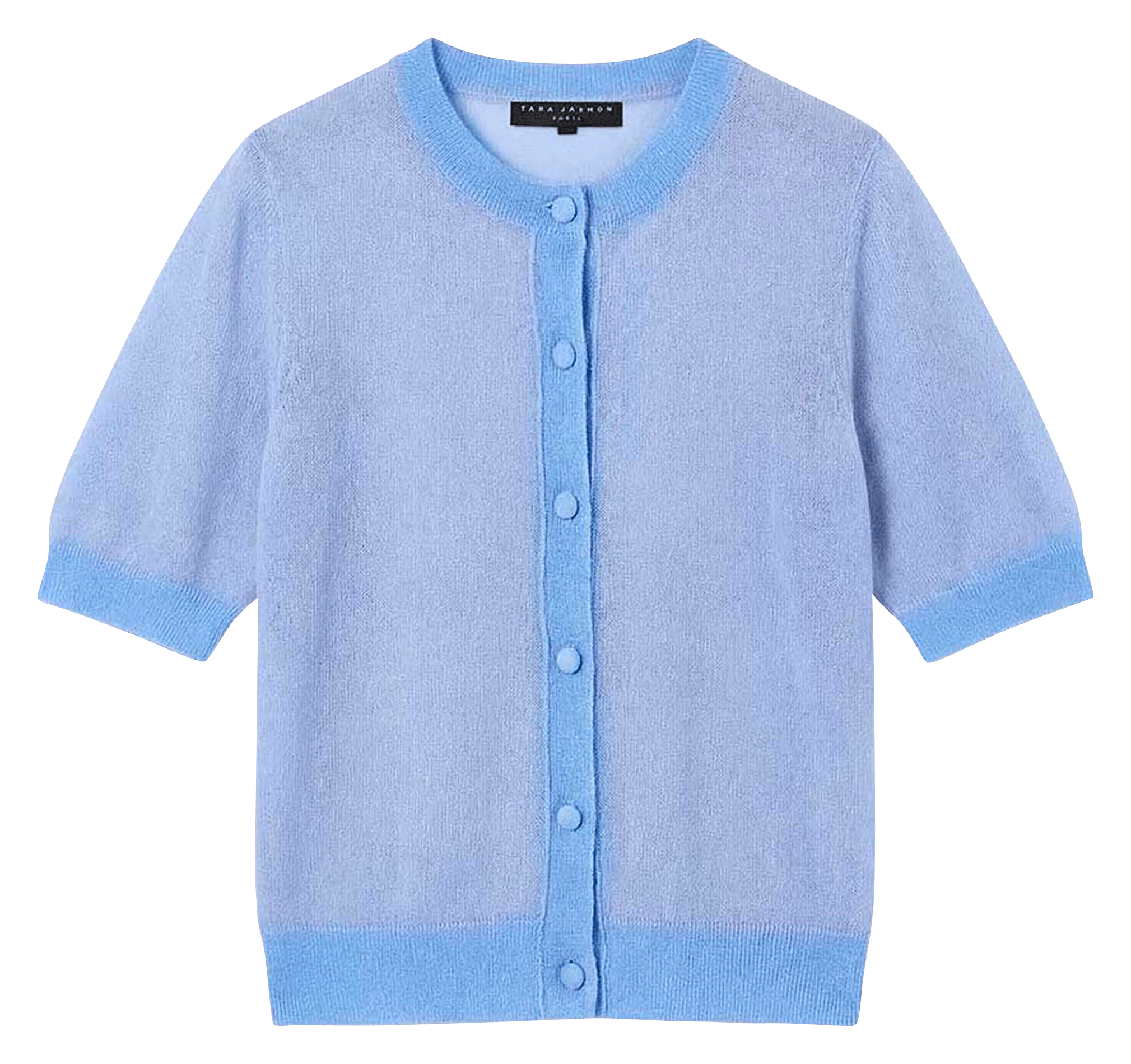 Kortemouwige ronde hals cardigan uni TARA JARMON Blauw