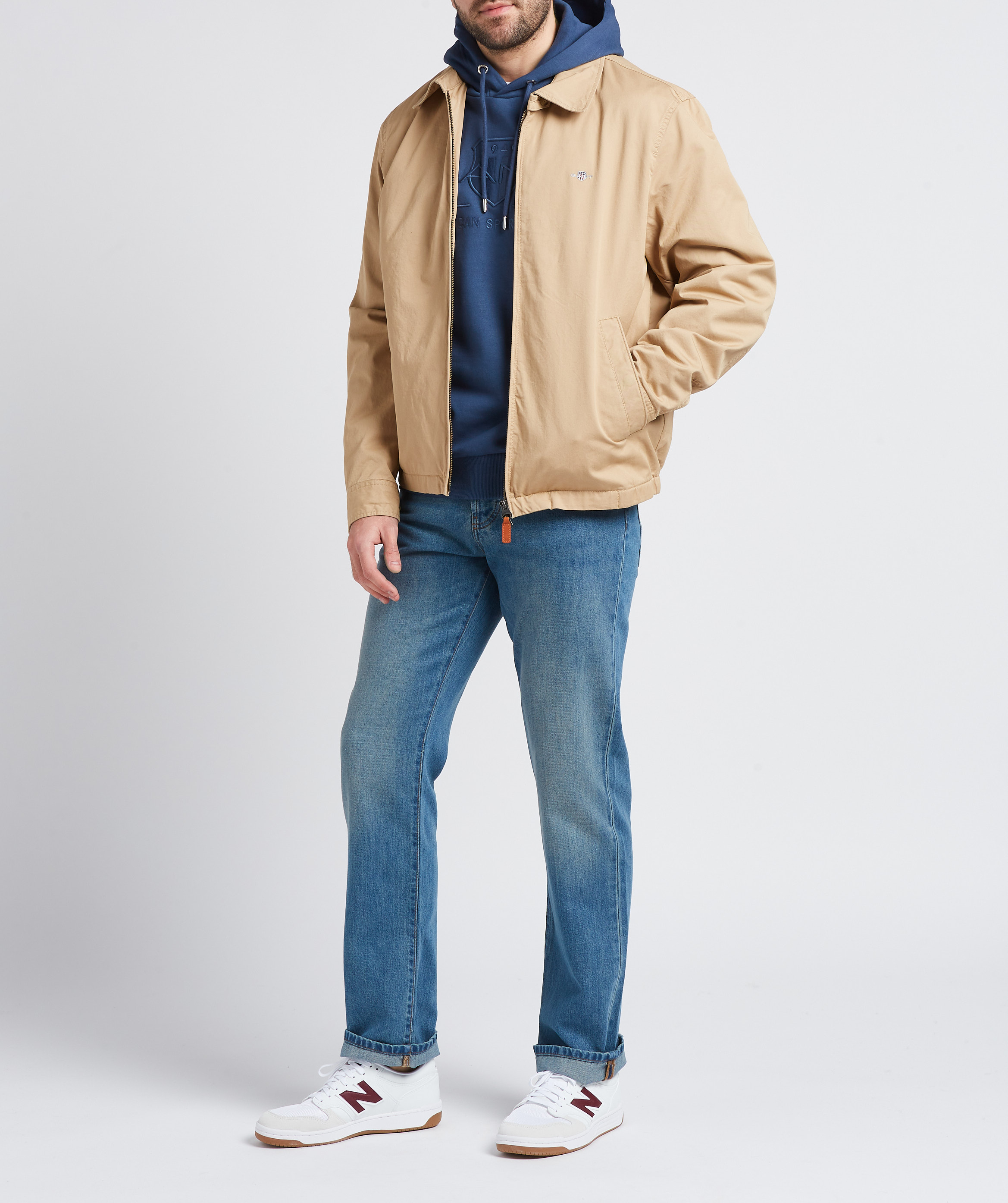 Coupe-vent droit brodé à col classique en coton GANT Beige