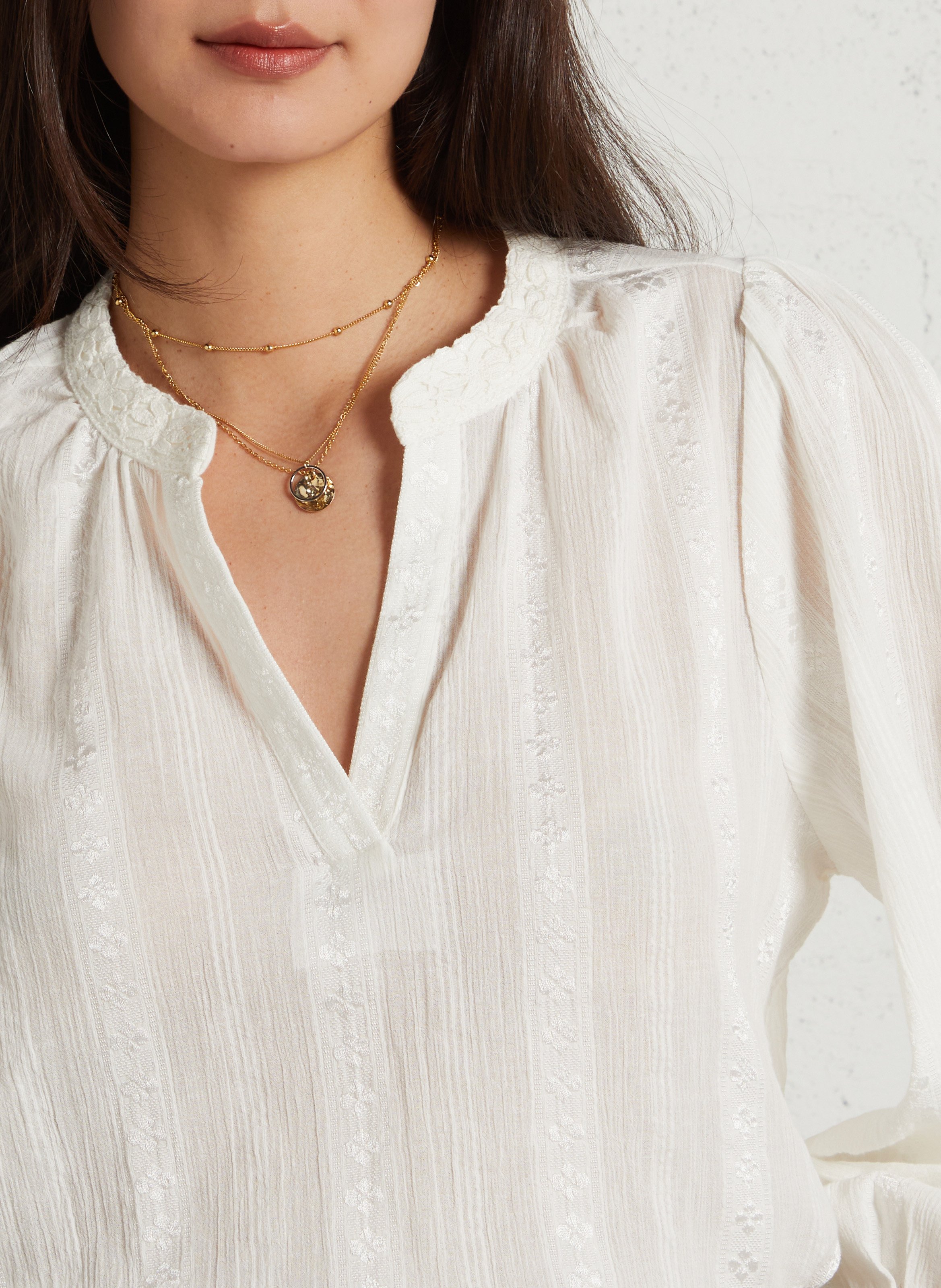 Geborduurde blouse met Tunesische kraag MAISON 123 Wit