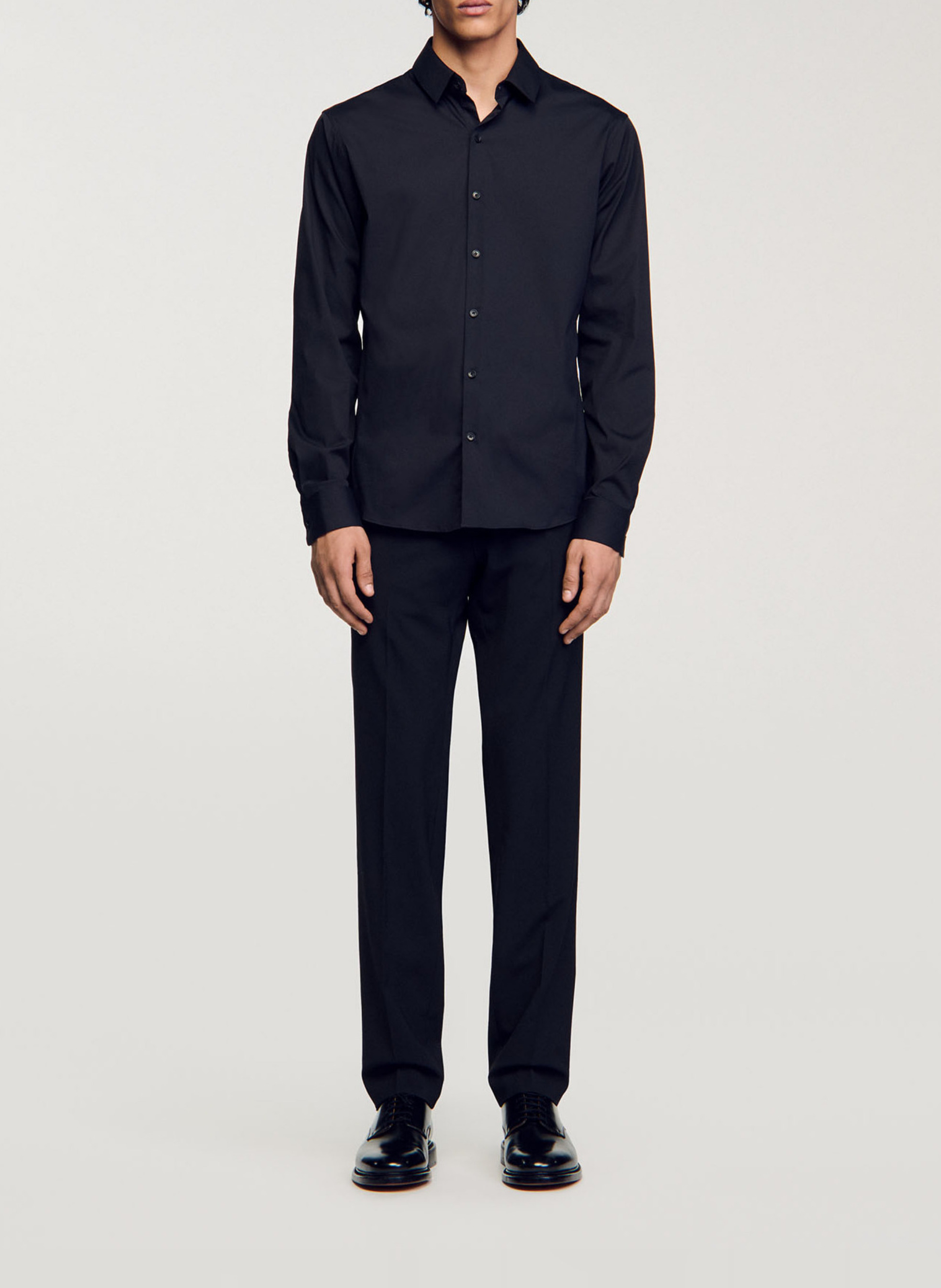 Slim-fit overhemd van stretchkatoen SANDRO Zwart