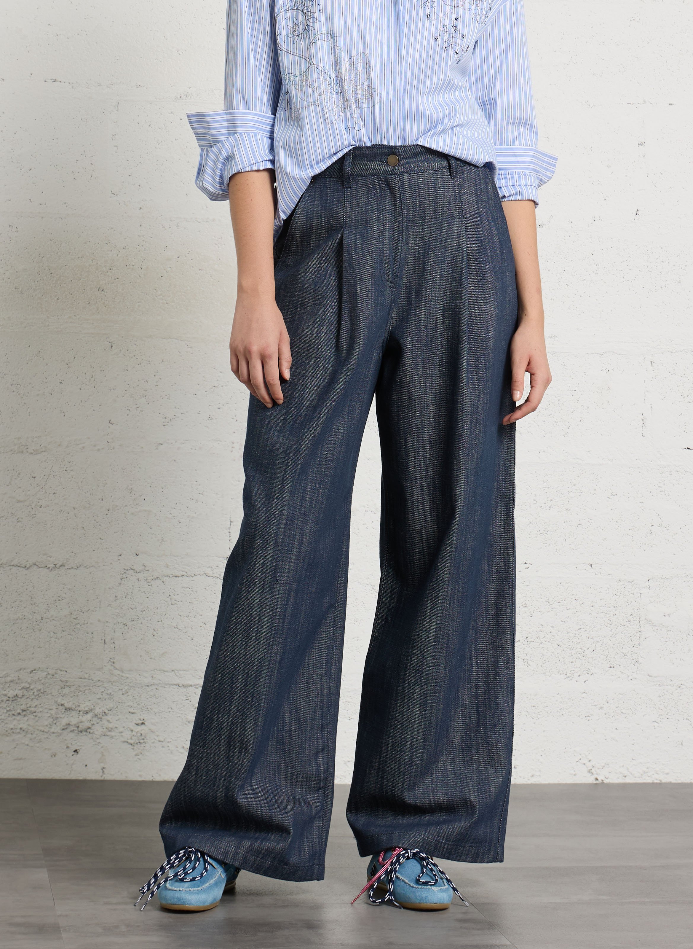 Wide-leg cotton denim jeans MOMONI