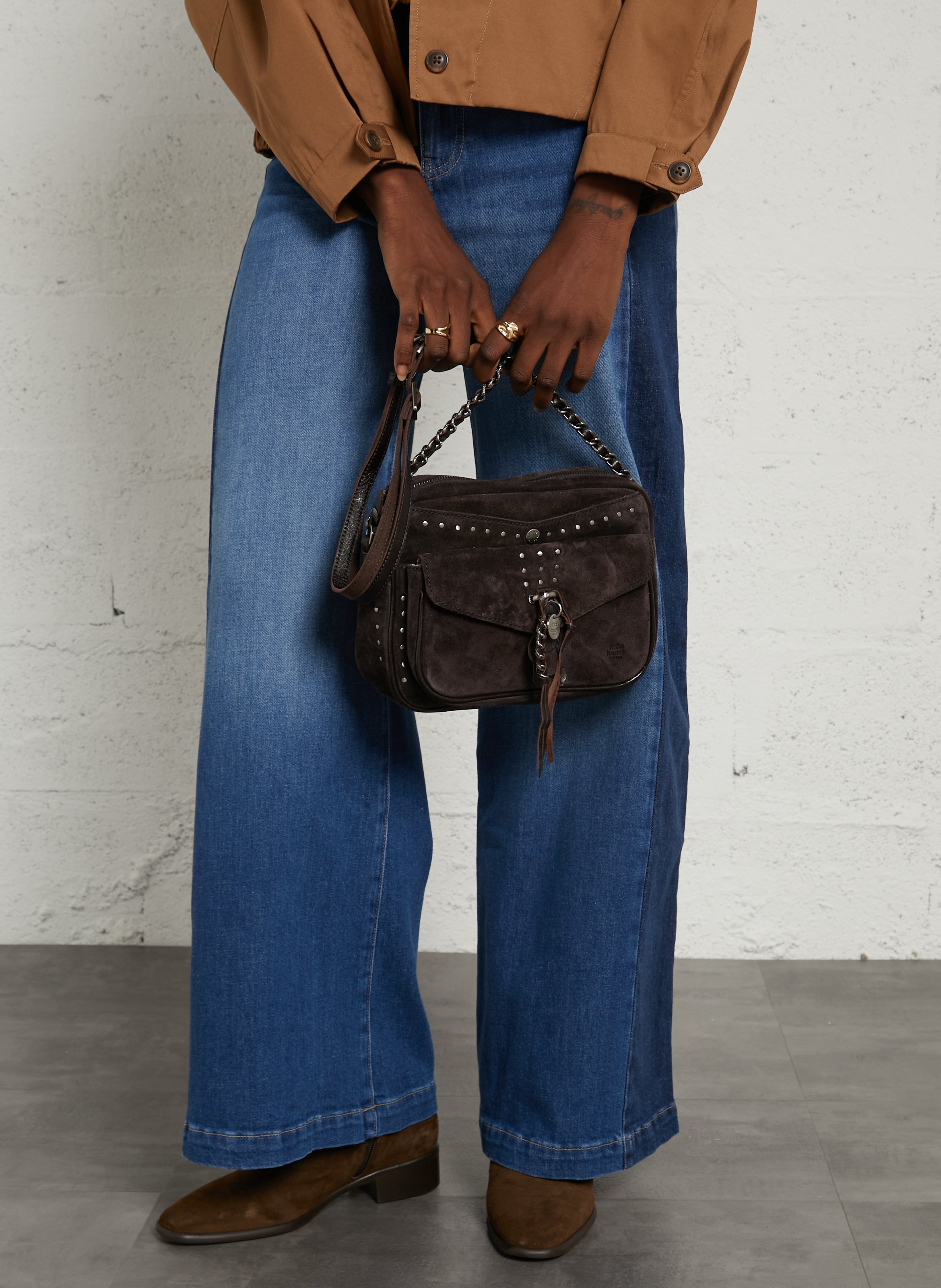 Sac bandoulière en cuir MILA LOUISE Marron