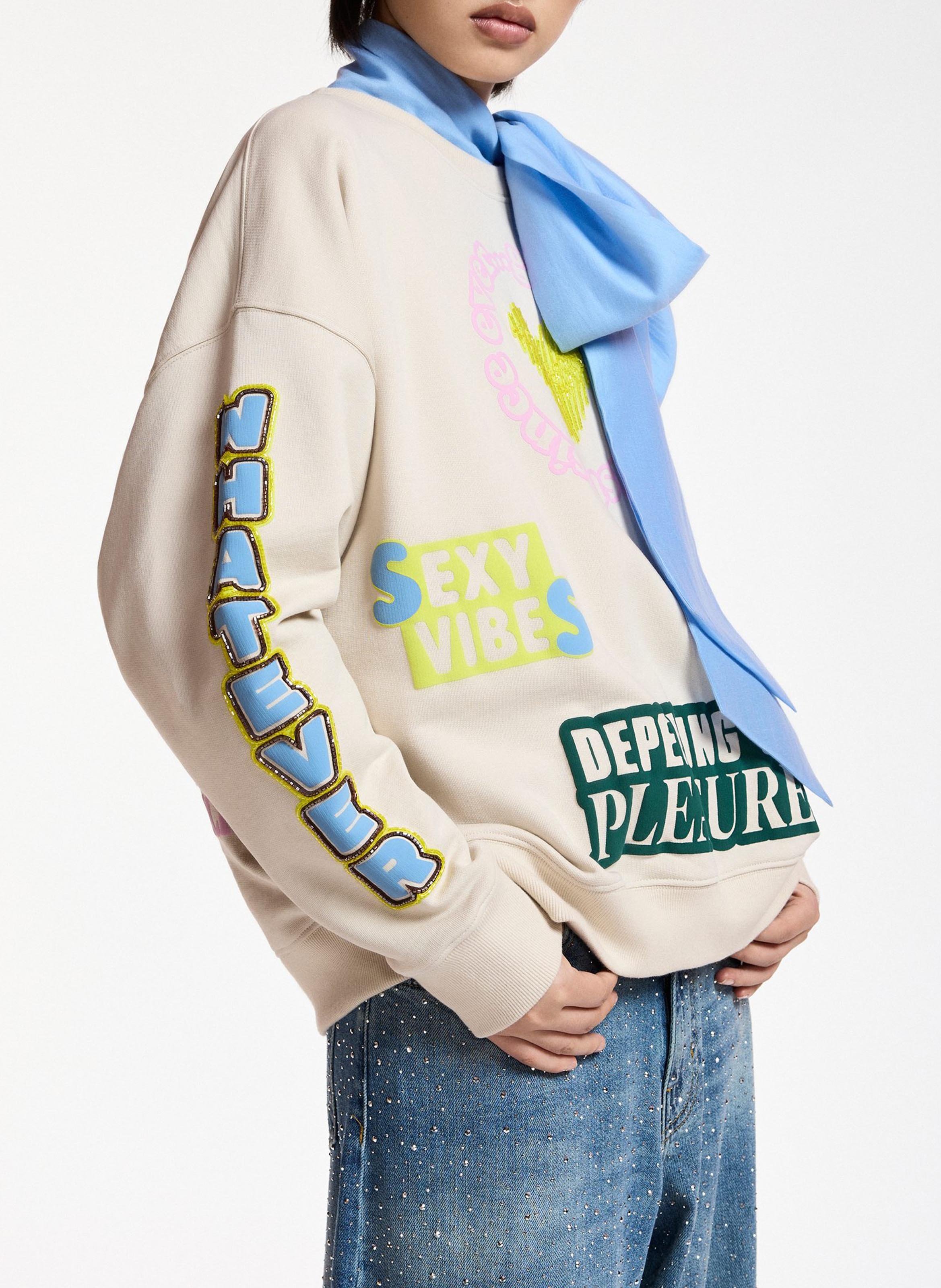 Sweat ample col rond imprimé en coton ESSENTIEL ANTWERP Blanc