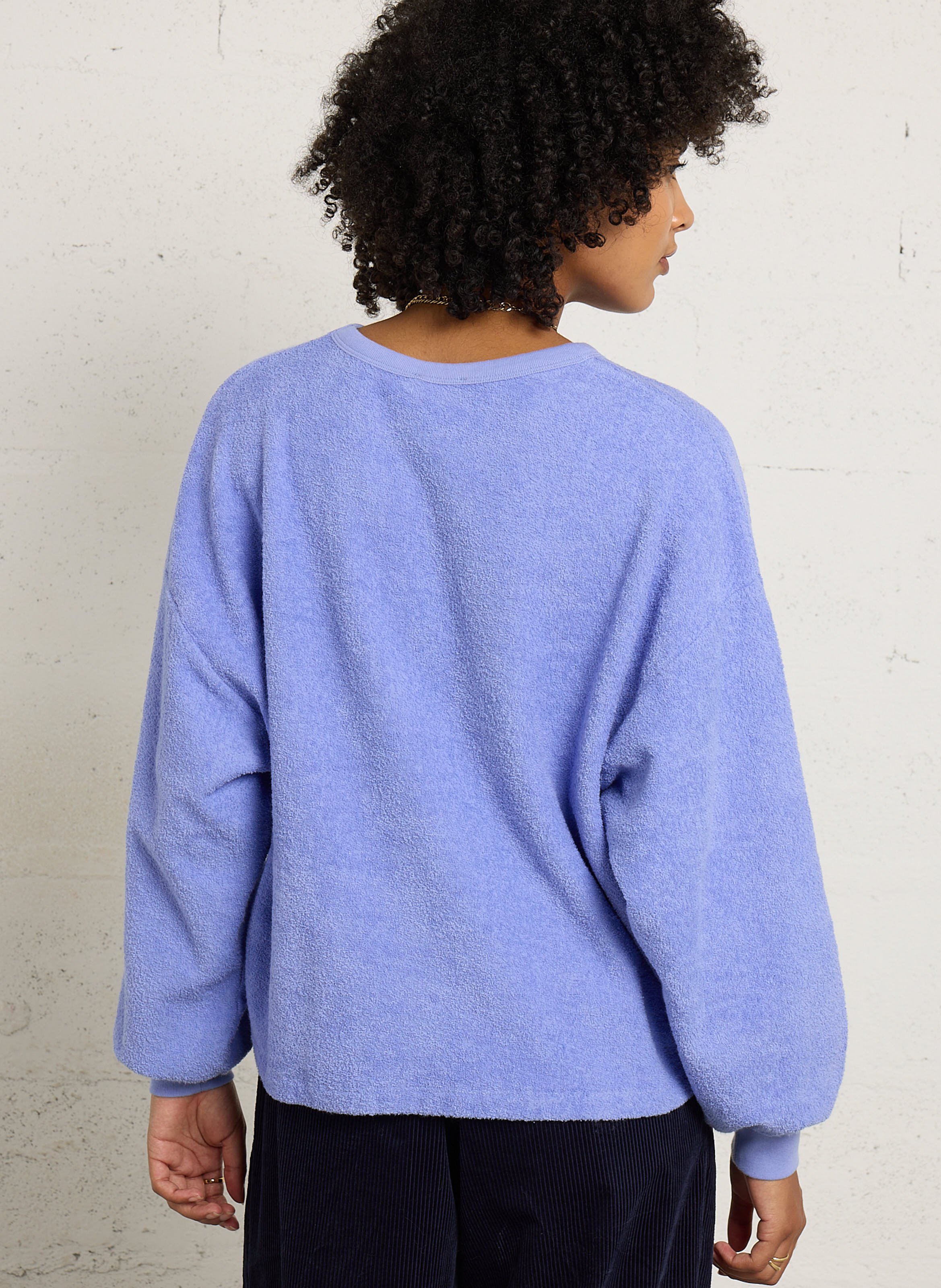 Sweat molletonné col rond en coton bio AMERICAN VINTAGE Violet