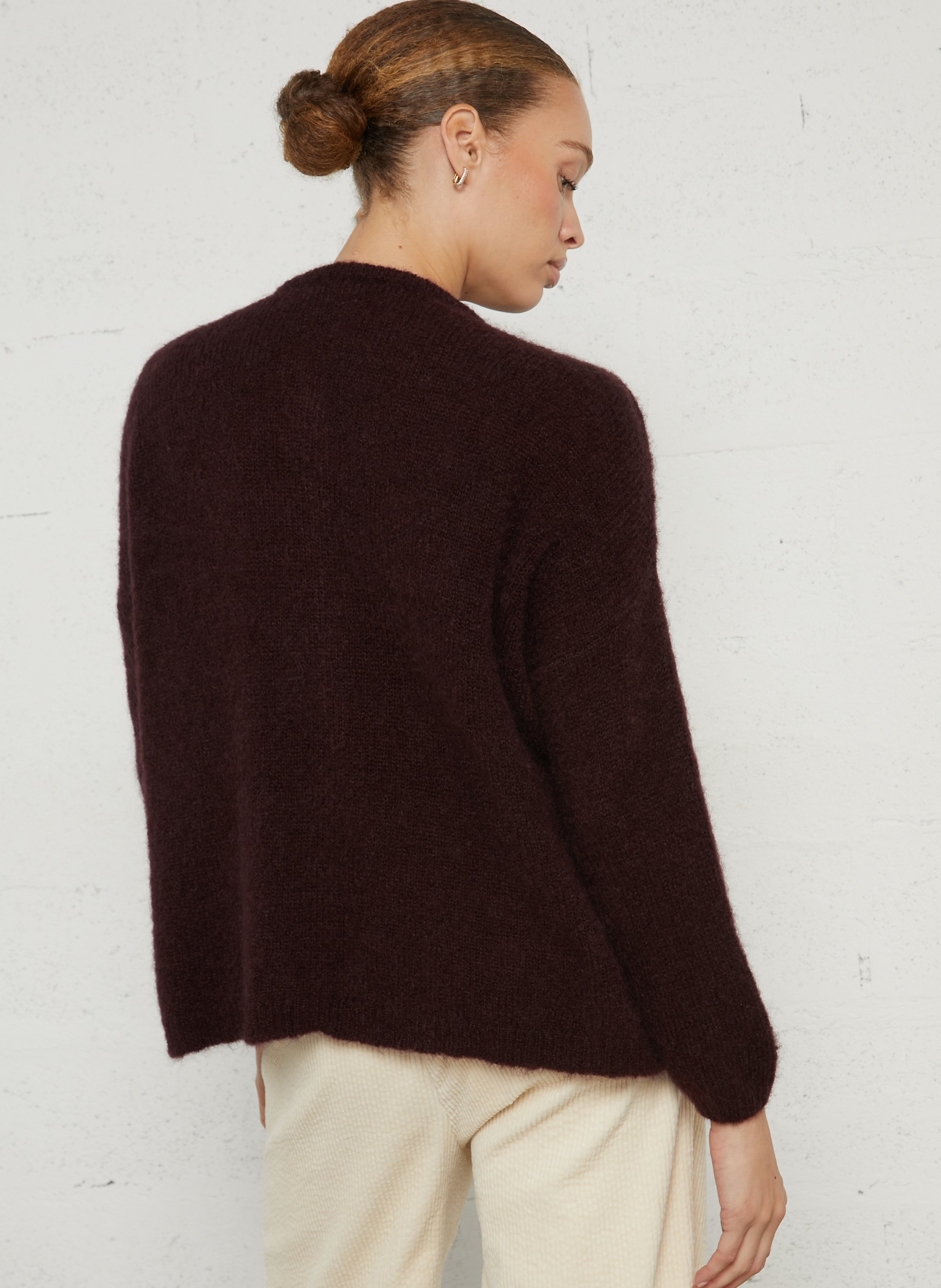 Weit geschnittene Strickjacke aus Mohairmix  DES PETITS HAUTS Violett