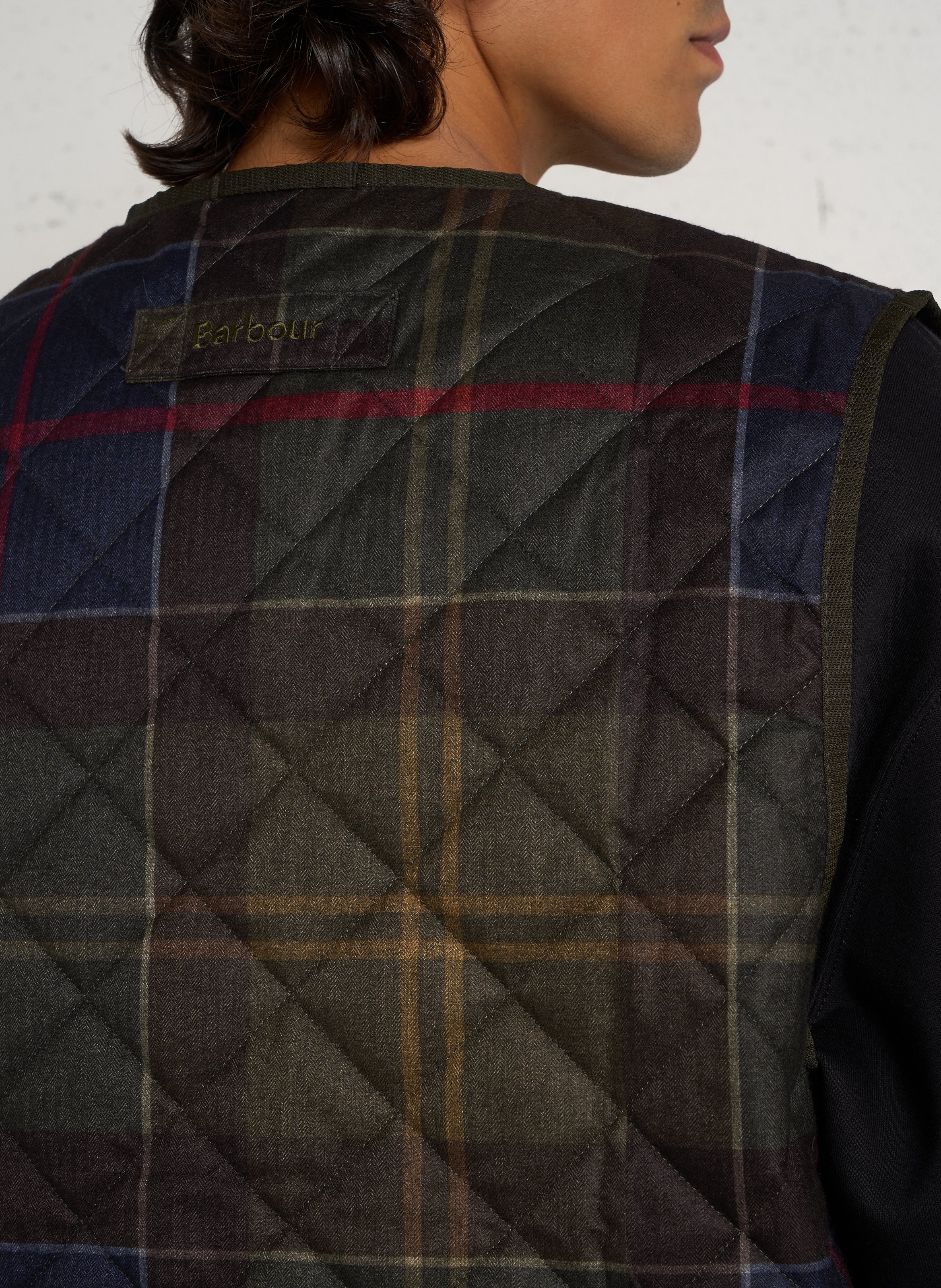 Sleeveless plaid vest BARBOUR Khaki