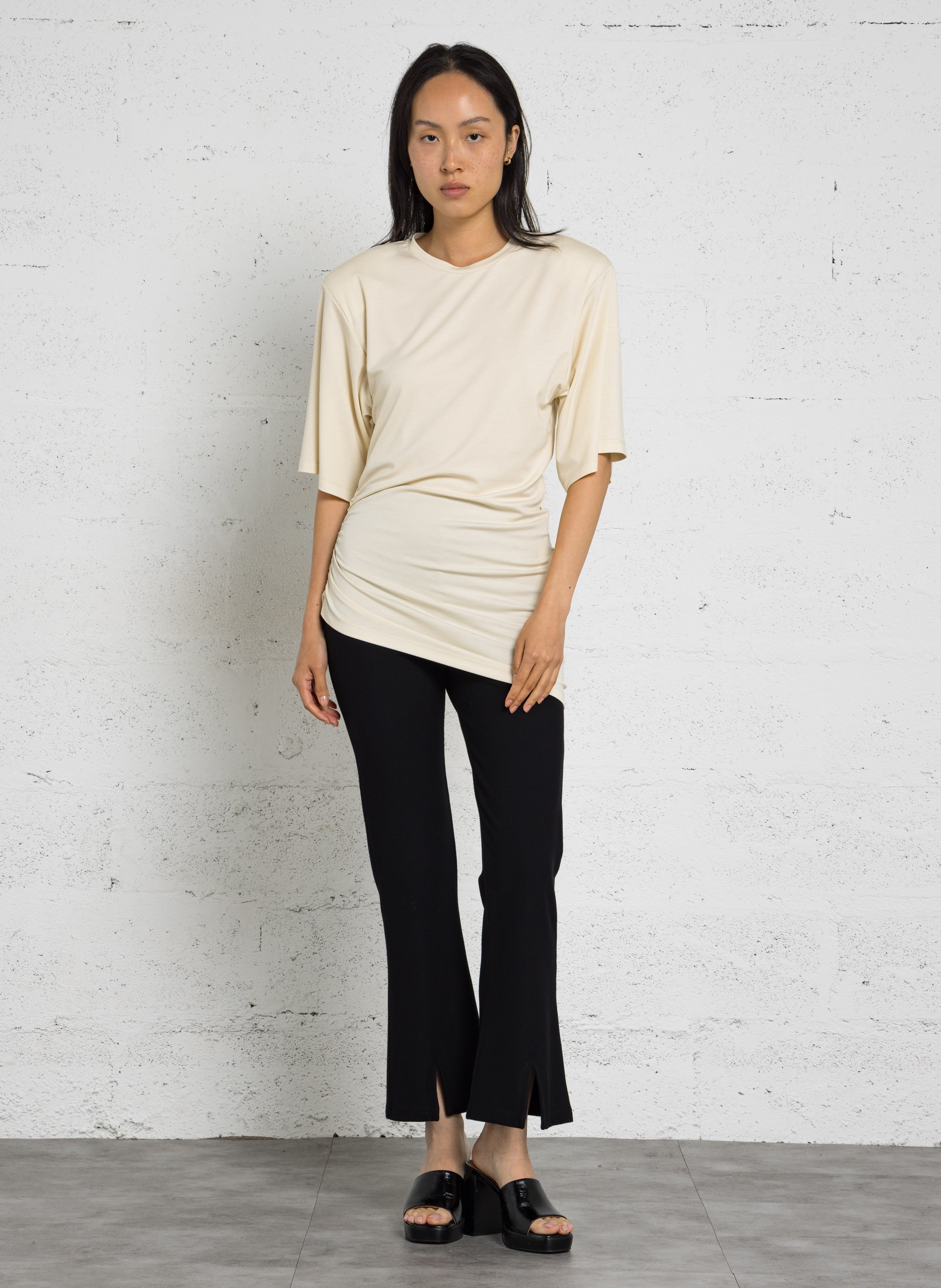 T-shirt long manches courtes froncé IMPERIAL Beige