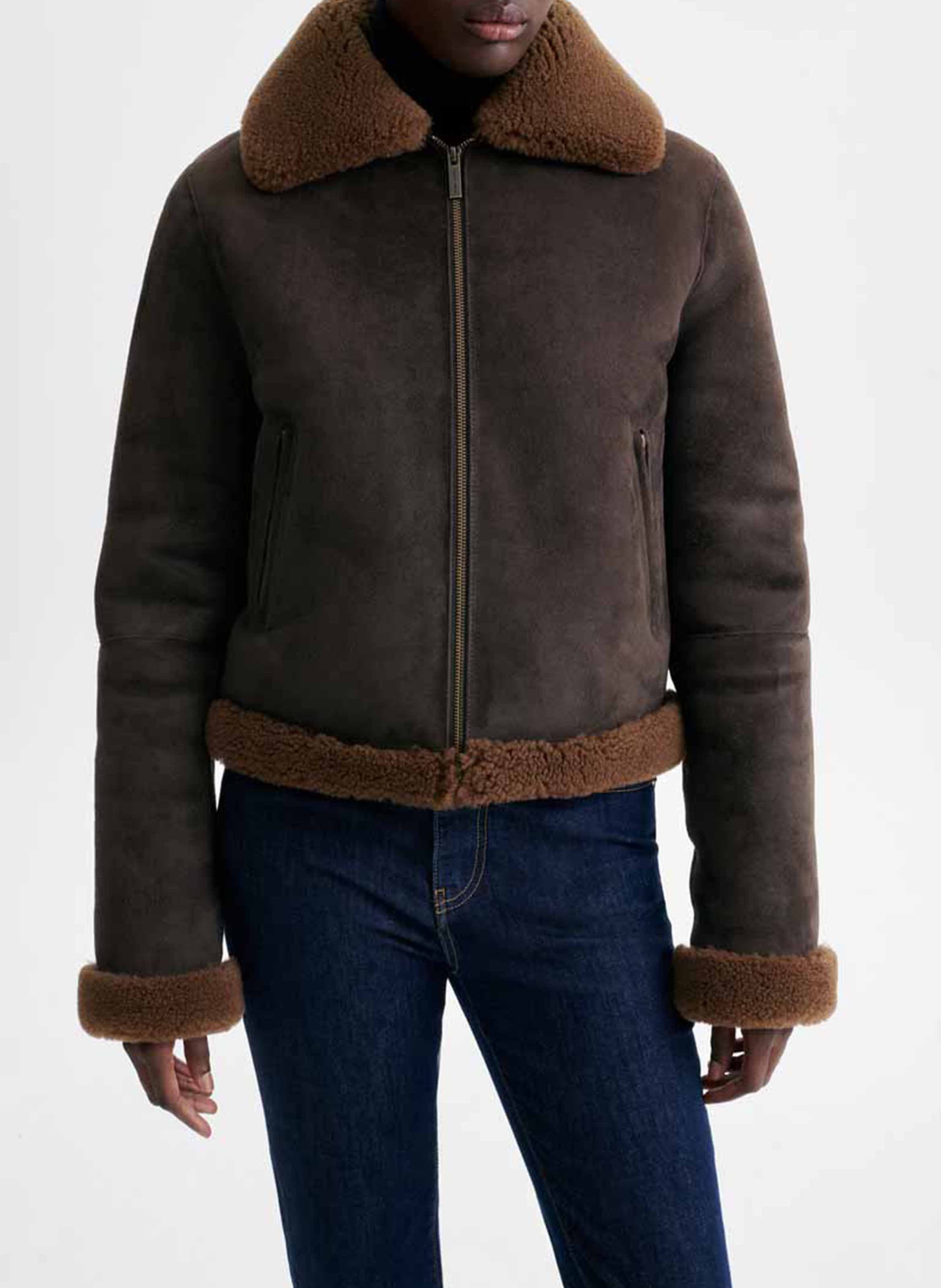 Veste droit col classique en cuir VANESSA BRUNO Marron