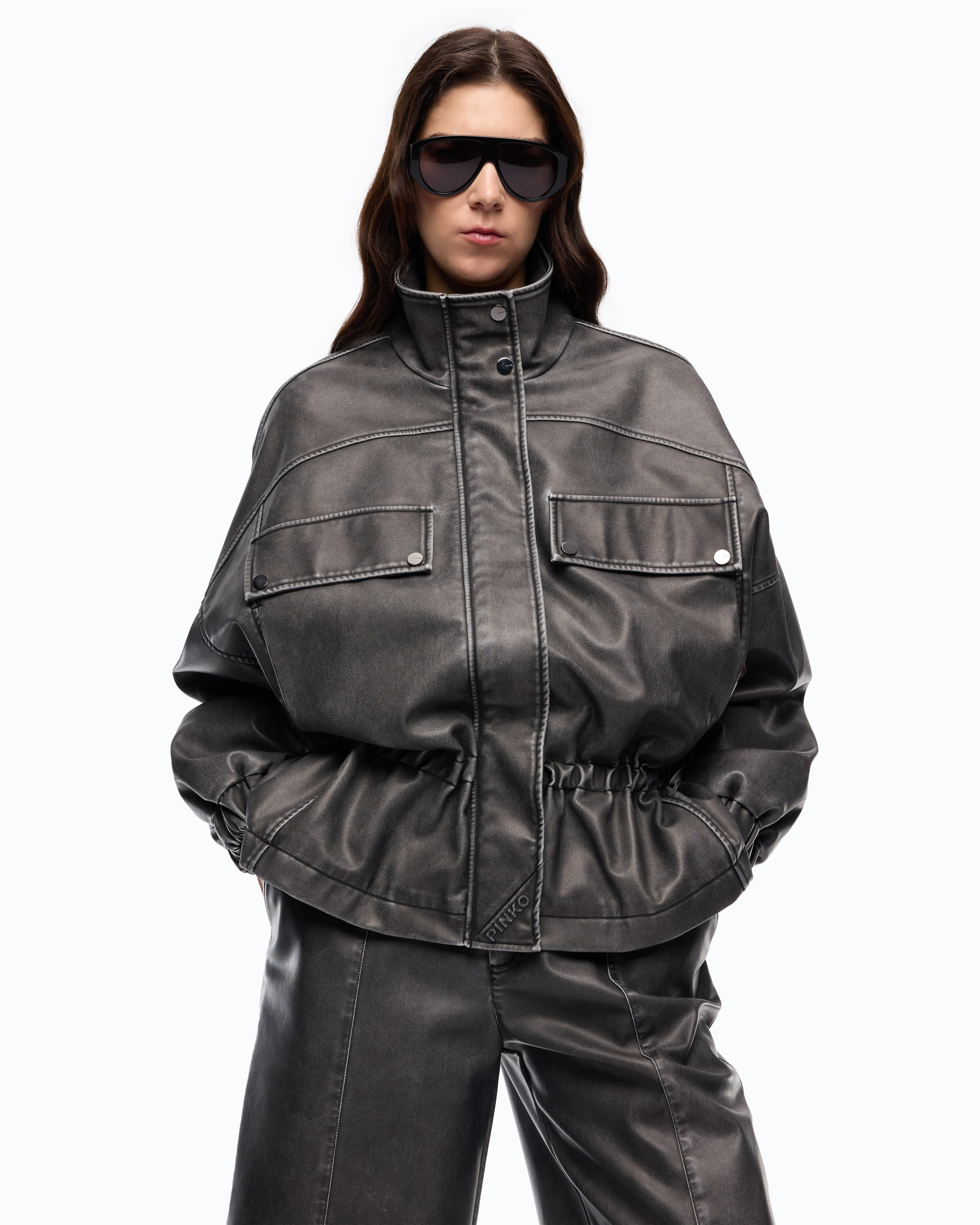 Pea coat with a vintage finish PINKO Grey