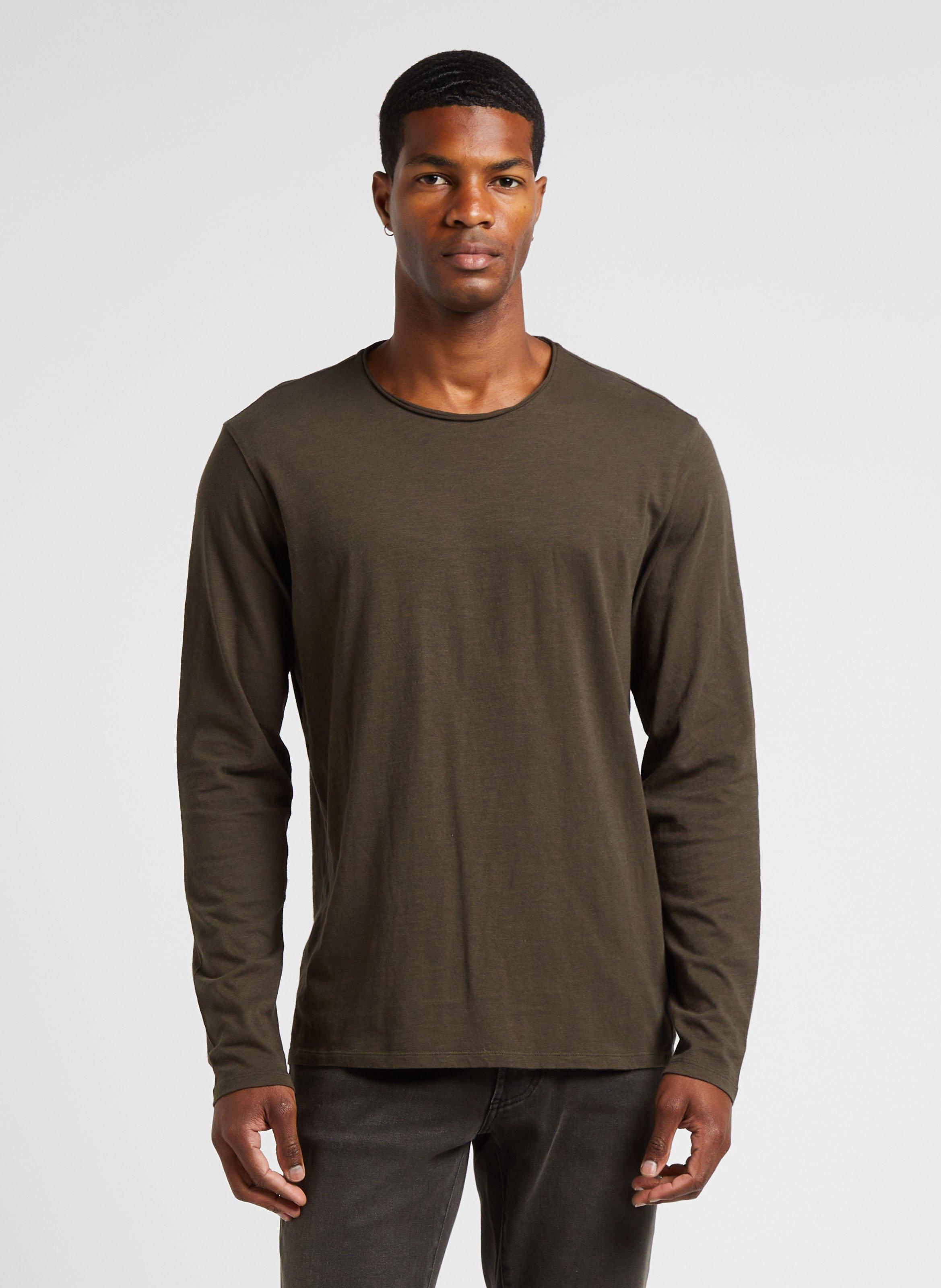 Round neck cotton t-shirt IKKS Khaki