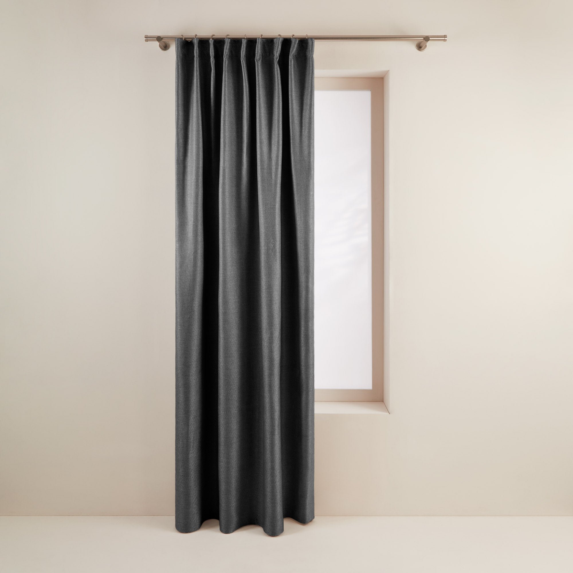 COCONUT - Linen curtain with gathering tape MADURA Grey