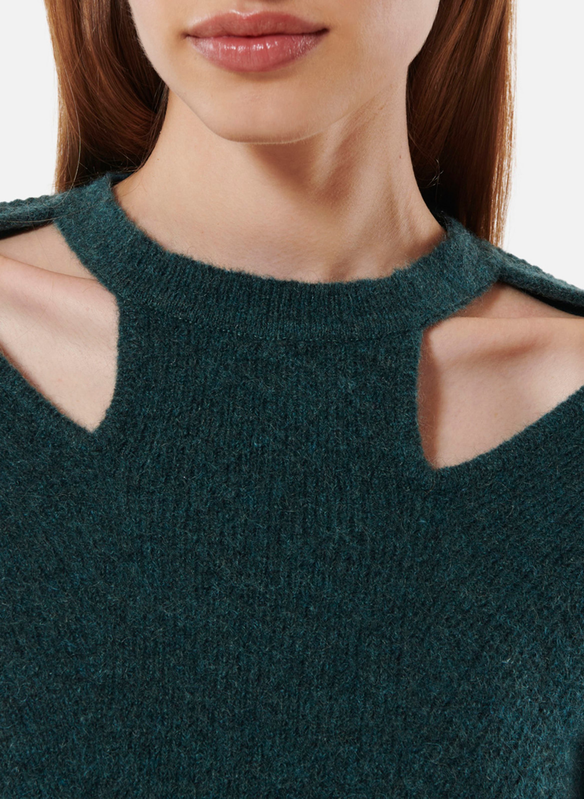 Effen trui van wolmix met lange mouwen en kant KARMA KOMA Blauw