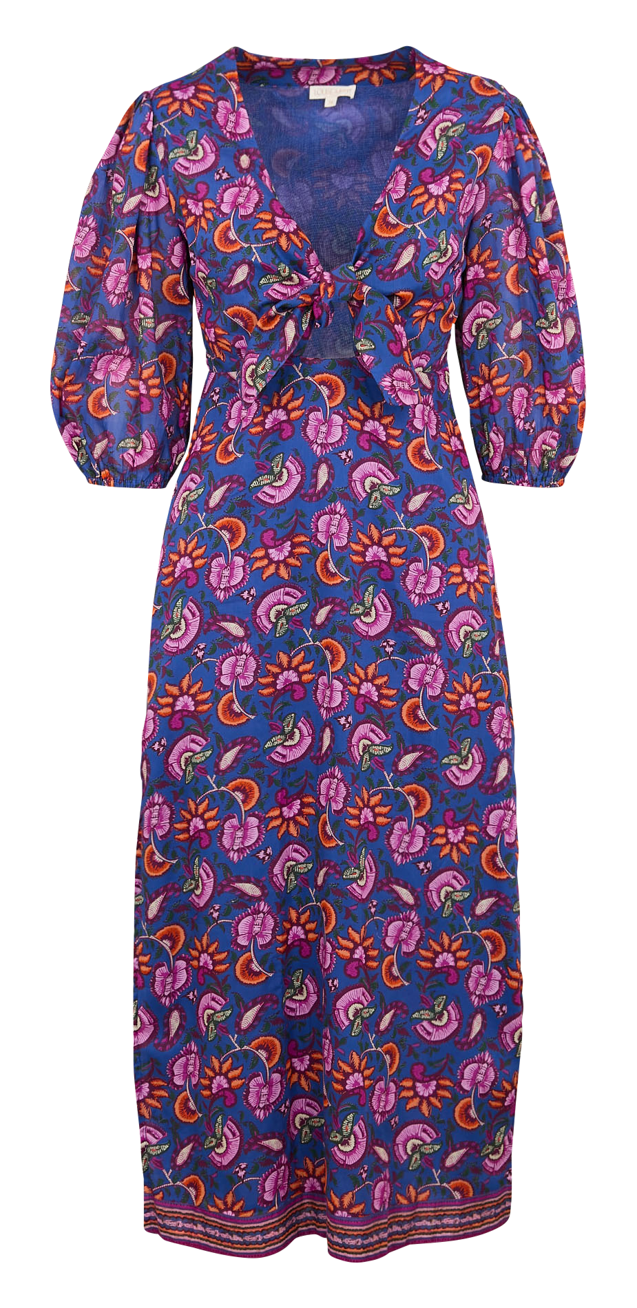 Robe midi col V à imprimé floral en coton organique LOUISE MISHA Multicolore