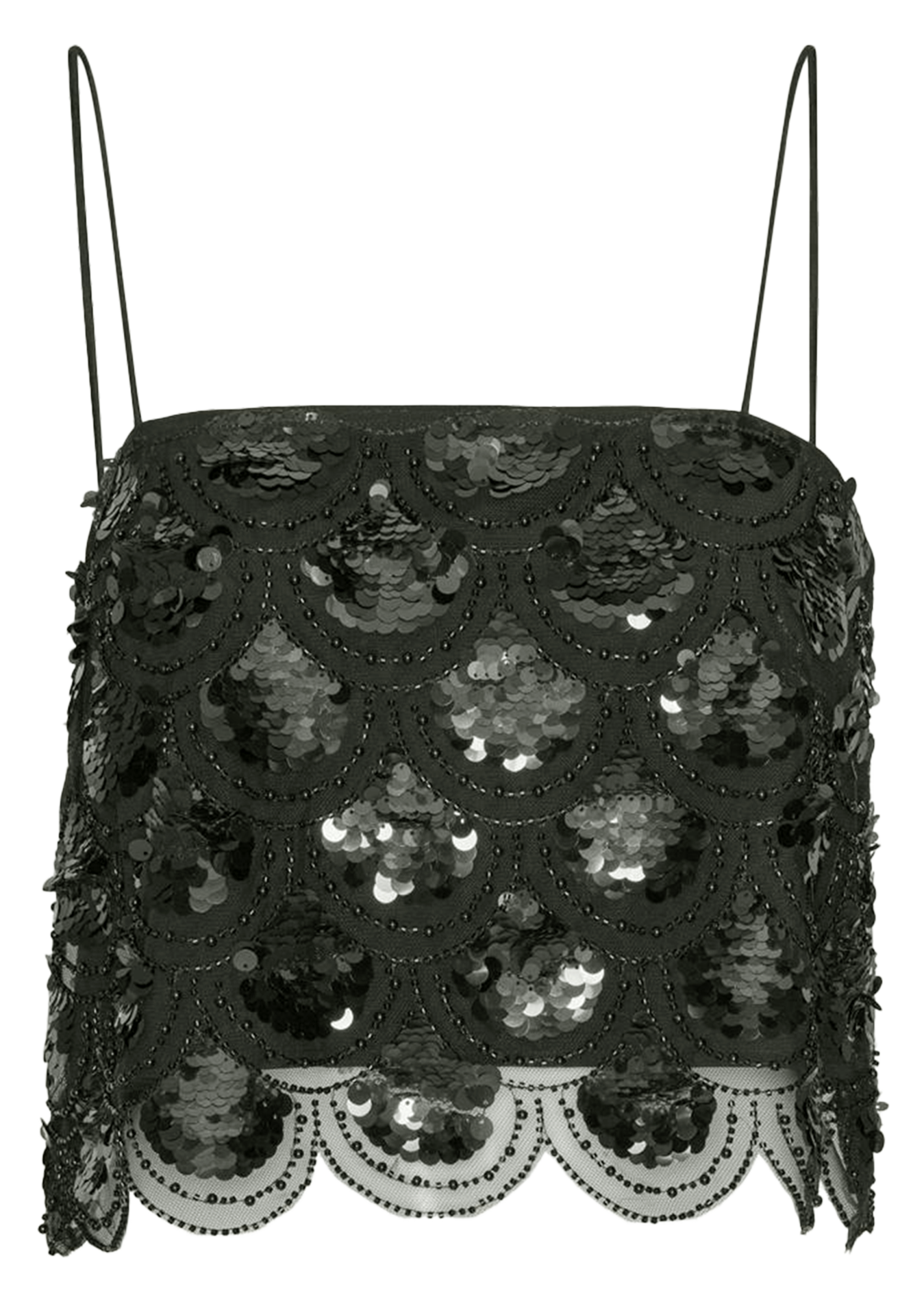 Sequined embroidered crop top ROTATE Black