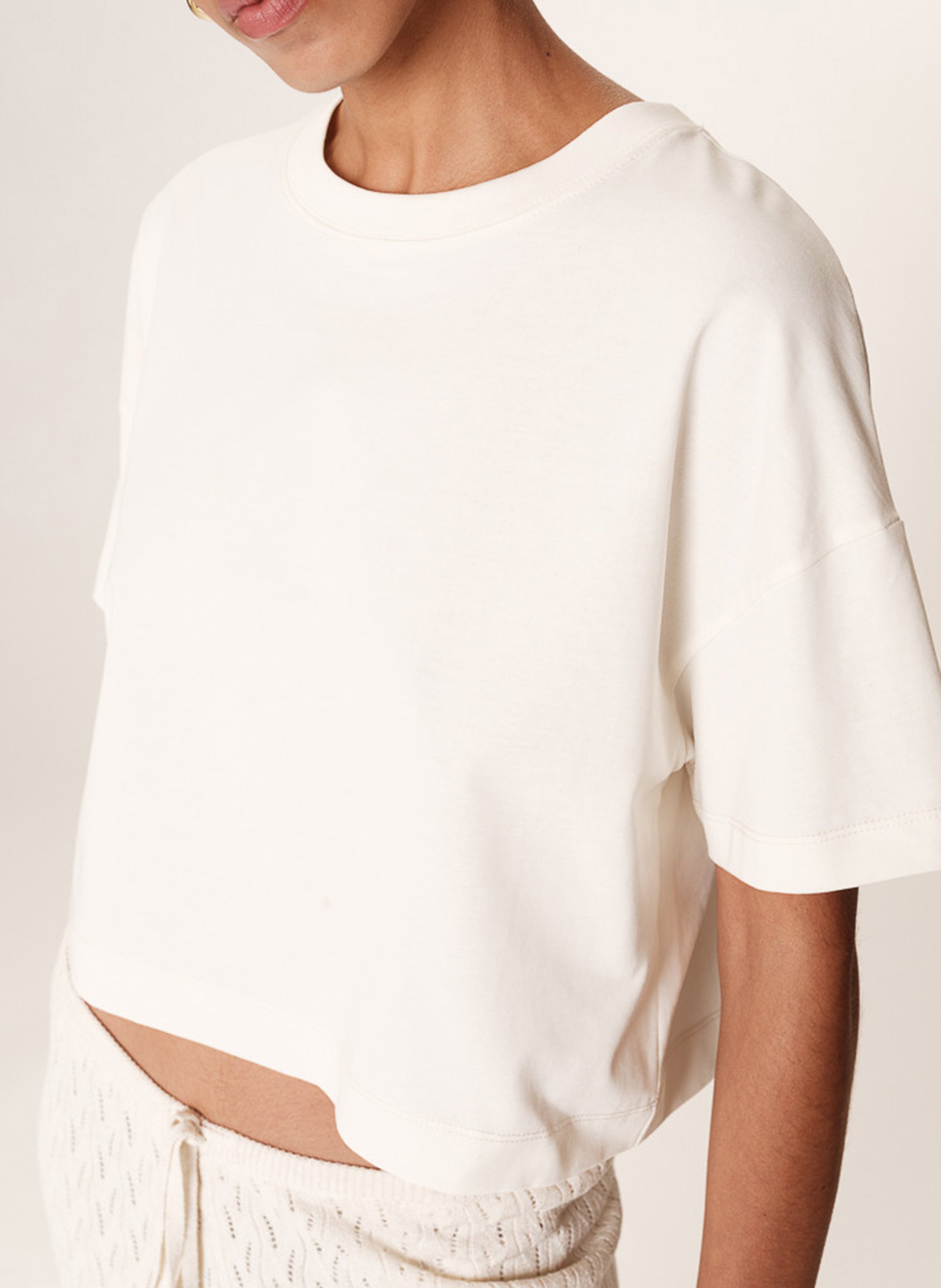 Tee-shirt col rond en coton GRACE ET MILA Blanc