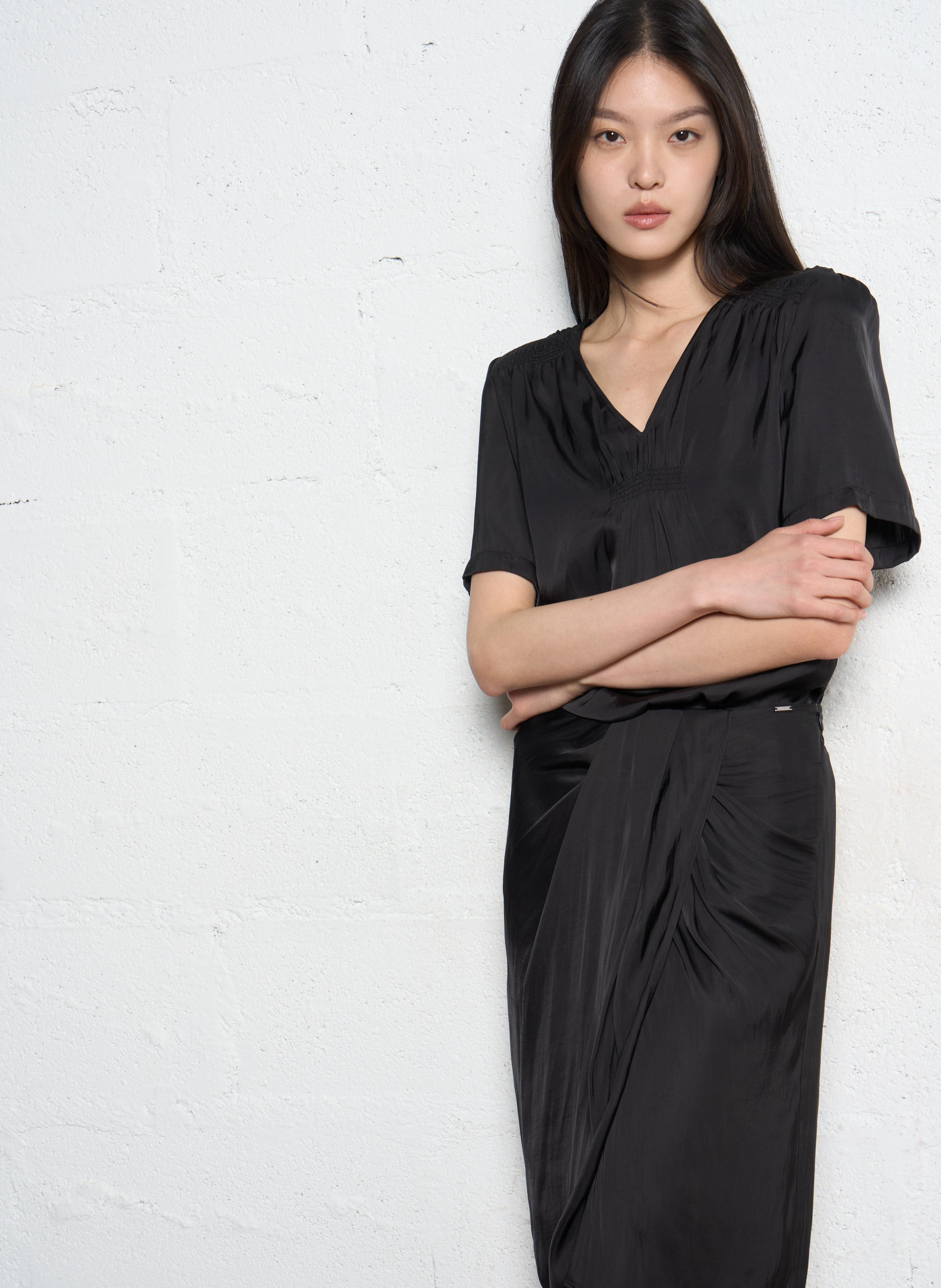 Oversize Satin Top IKKS Schwarz