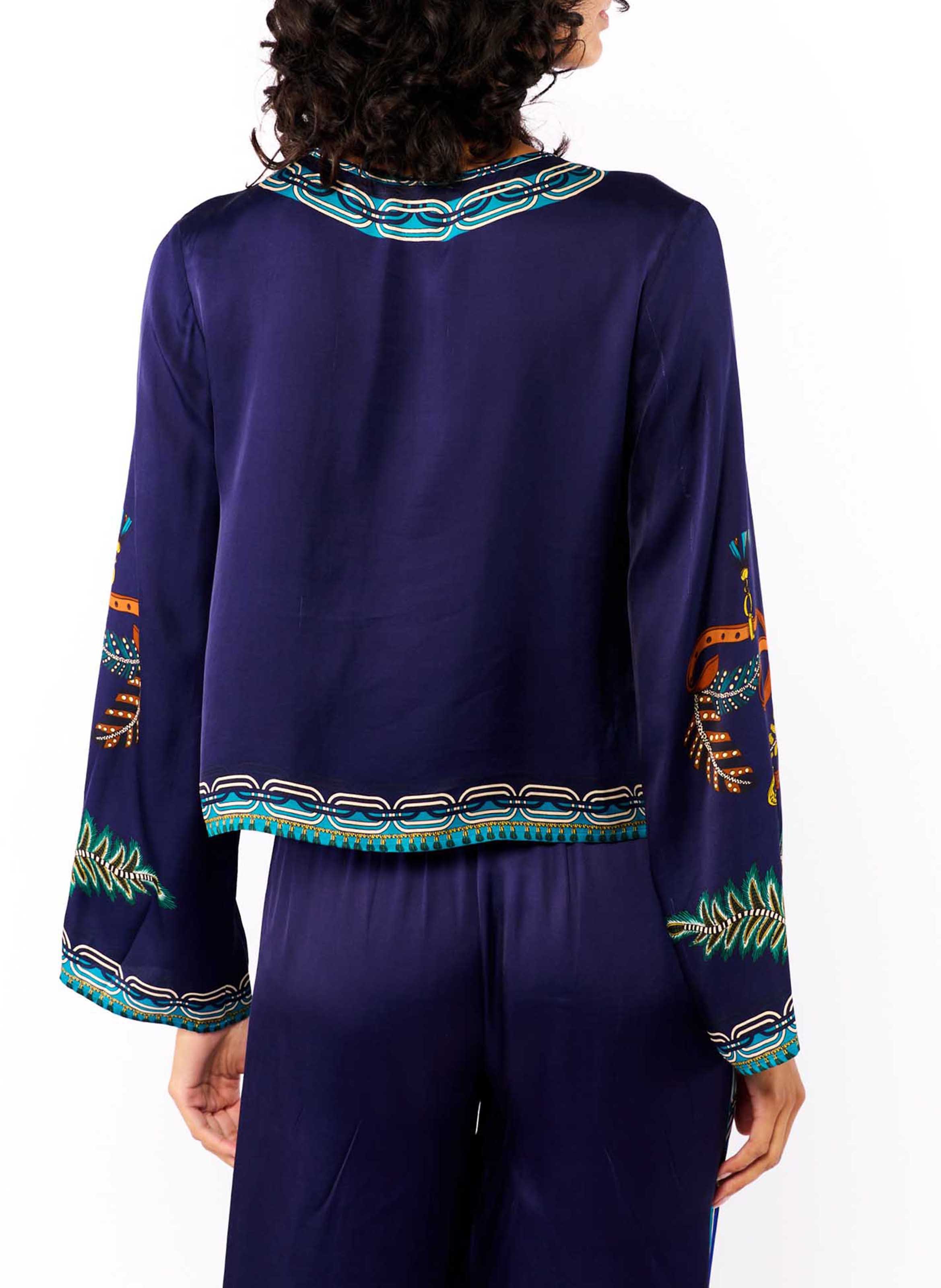 Printed round-neck top WILD Blau