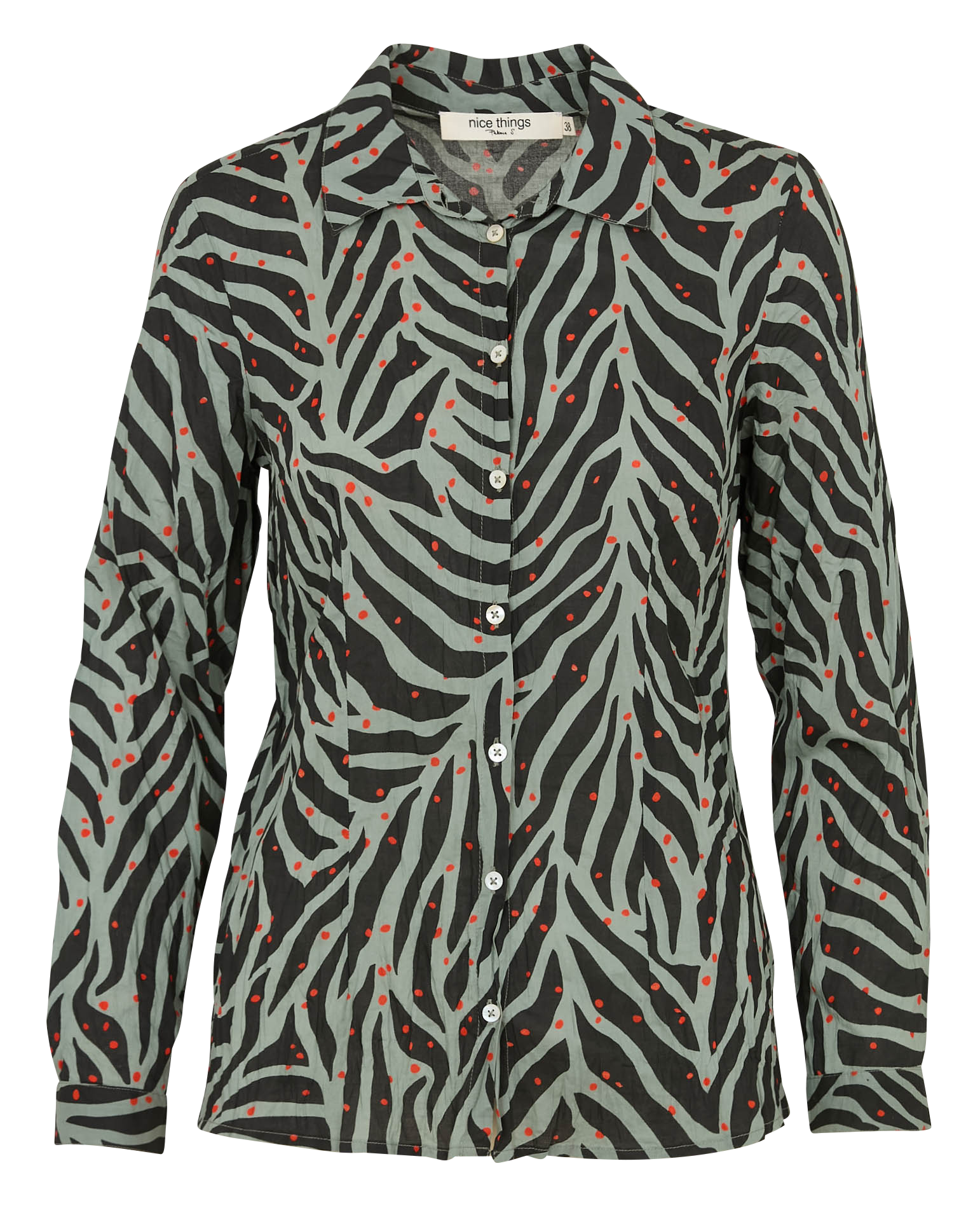 Straight printed cotton shirt Black