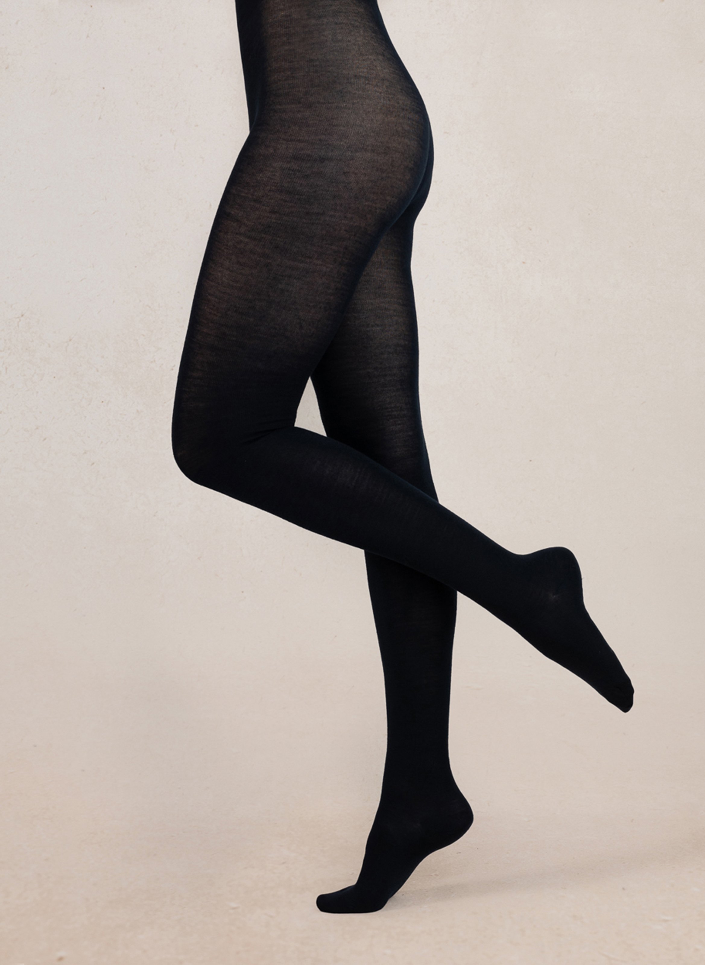Fine wool and cotton blend tights BLEUFORET Blue