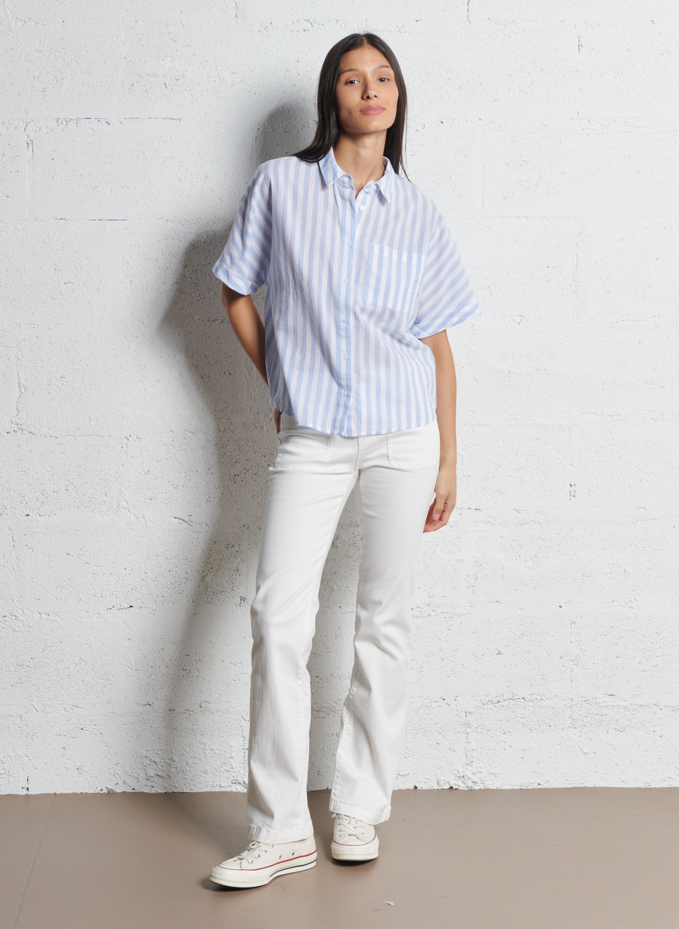 Chemise col classique en coton MAISON 123 Bleu