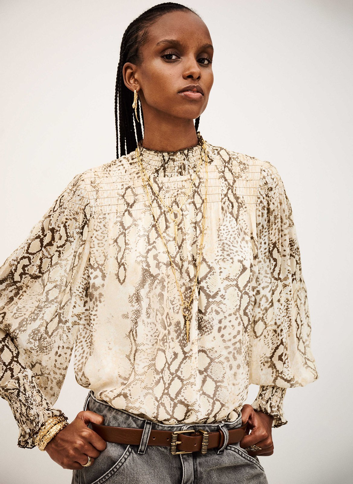 Top col montant imprimée  BA&SH Beige