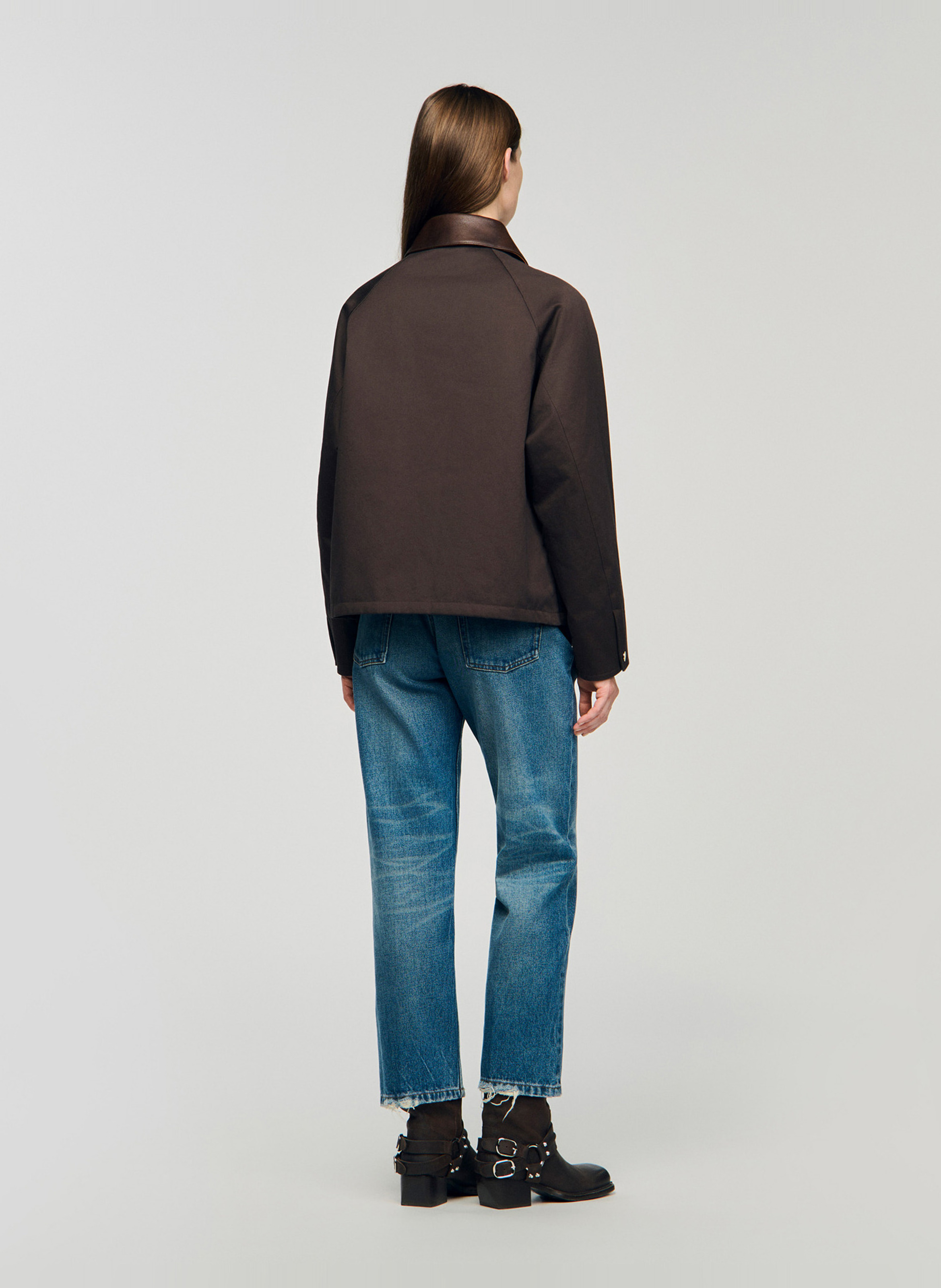 Veste col classique en coton SANDRO Marron