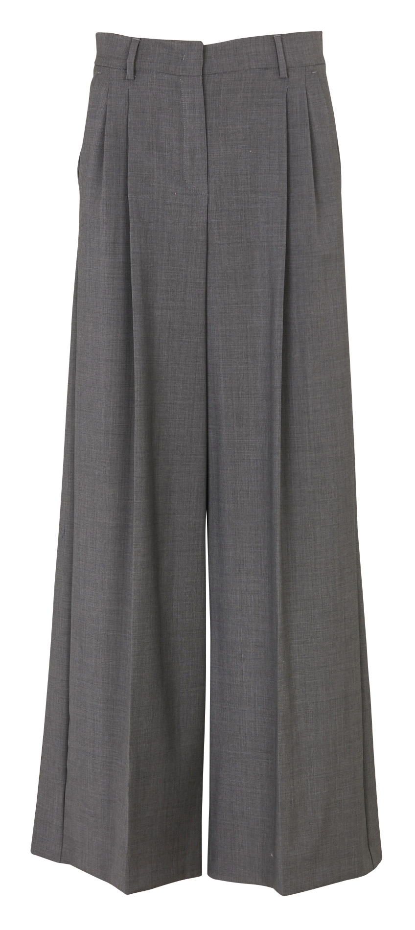 Wide-leg front-pleated wool pants MAX MARA WEEK END Silver