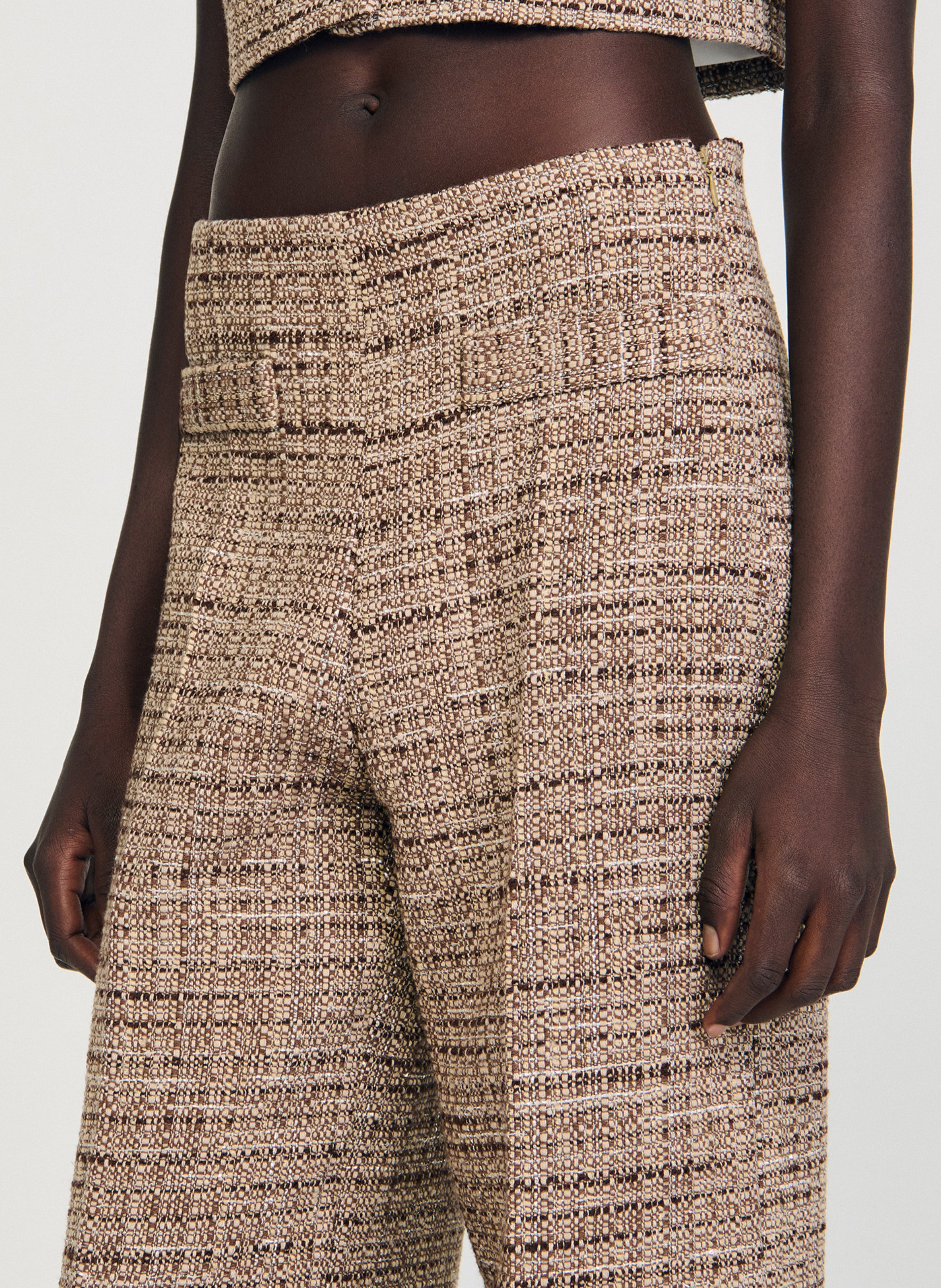 Tweed flared pants SANDRO Brown