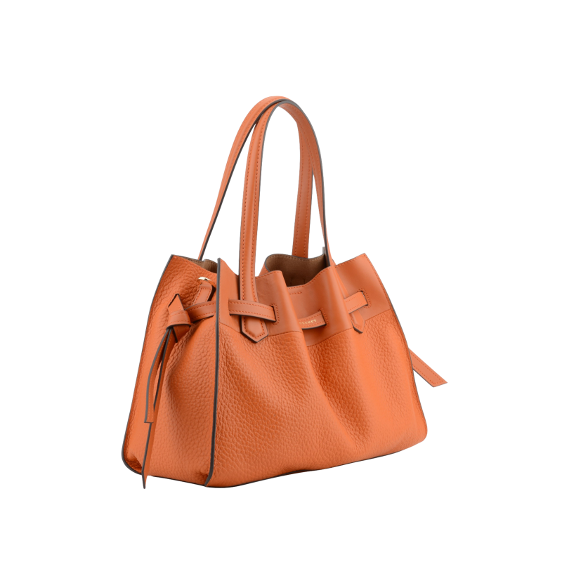 Handbag - cowhide leather POURCHET Orange