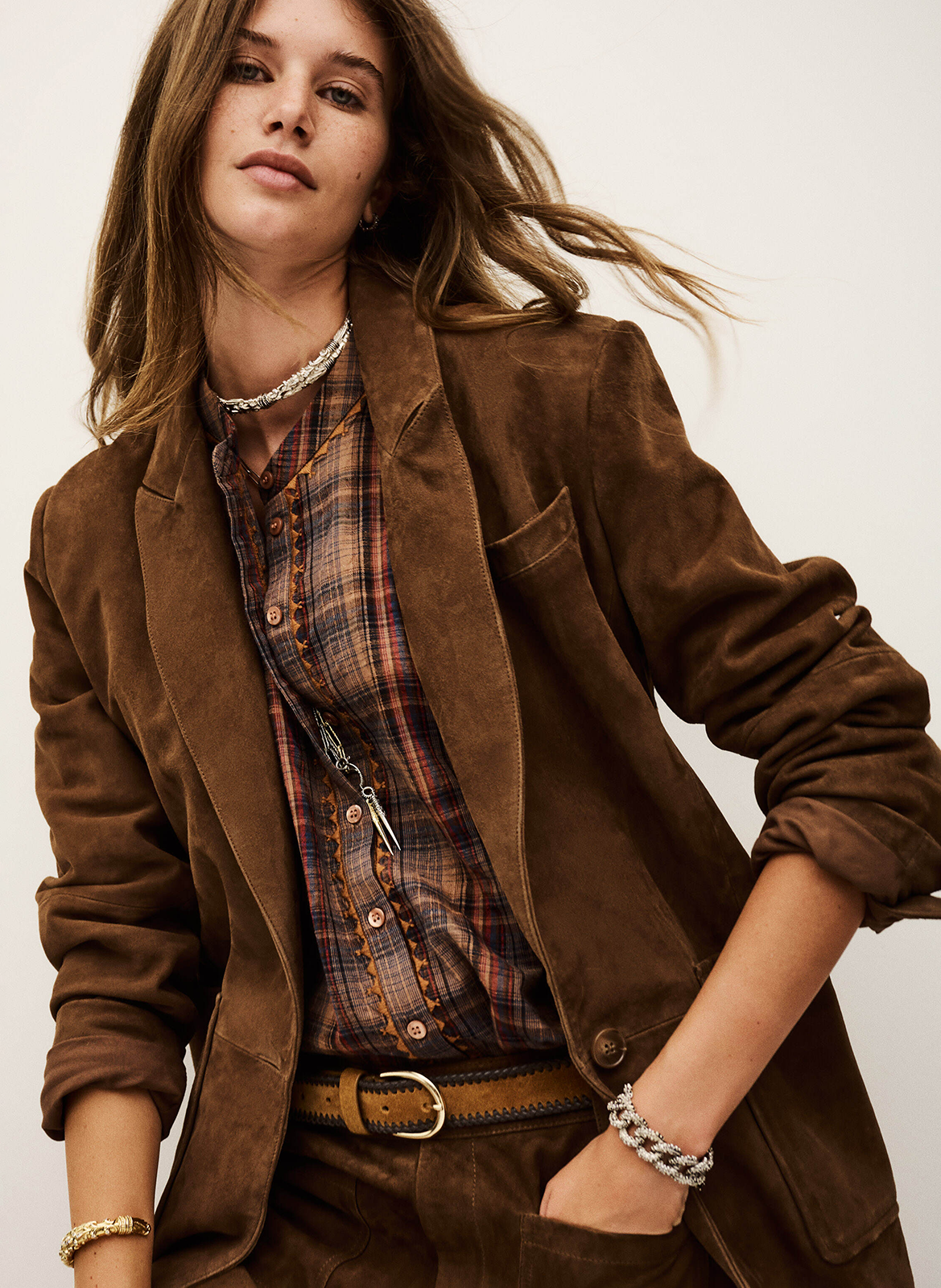 Blazer van leer BA&SH Bruin