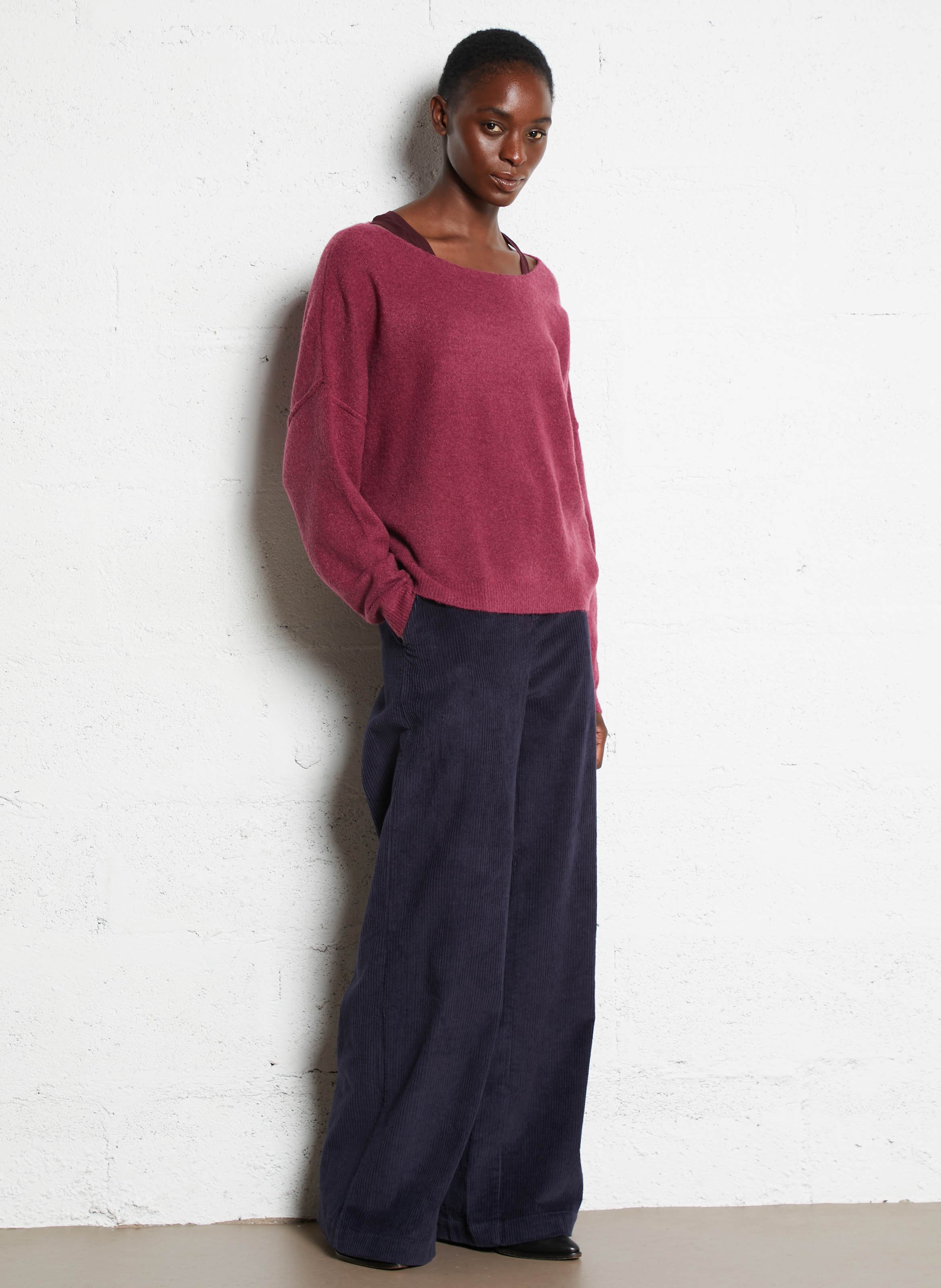 Blossom - Pullover mit U-Boot-Ausschnitt aus Wollmix AMERICAN VINTAGE Violett