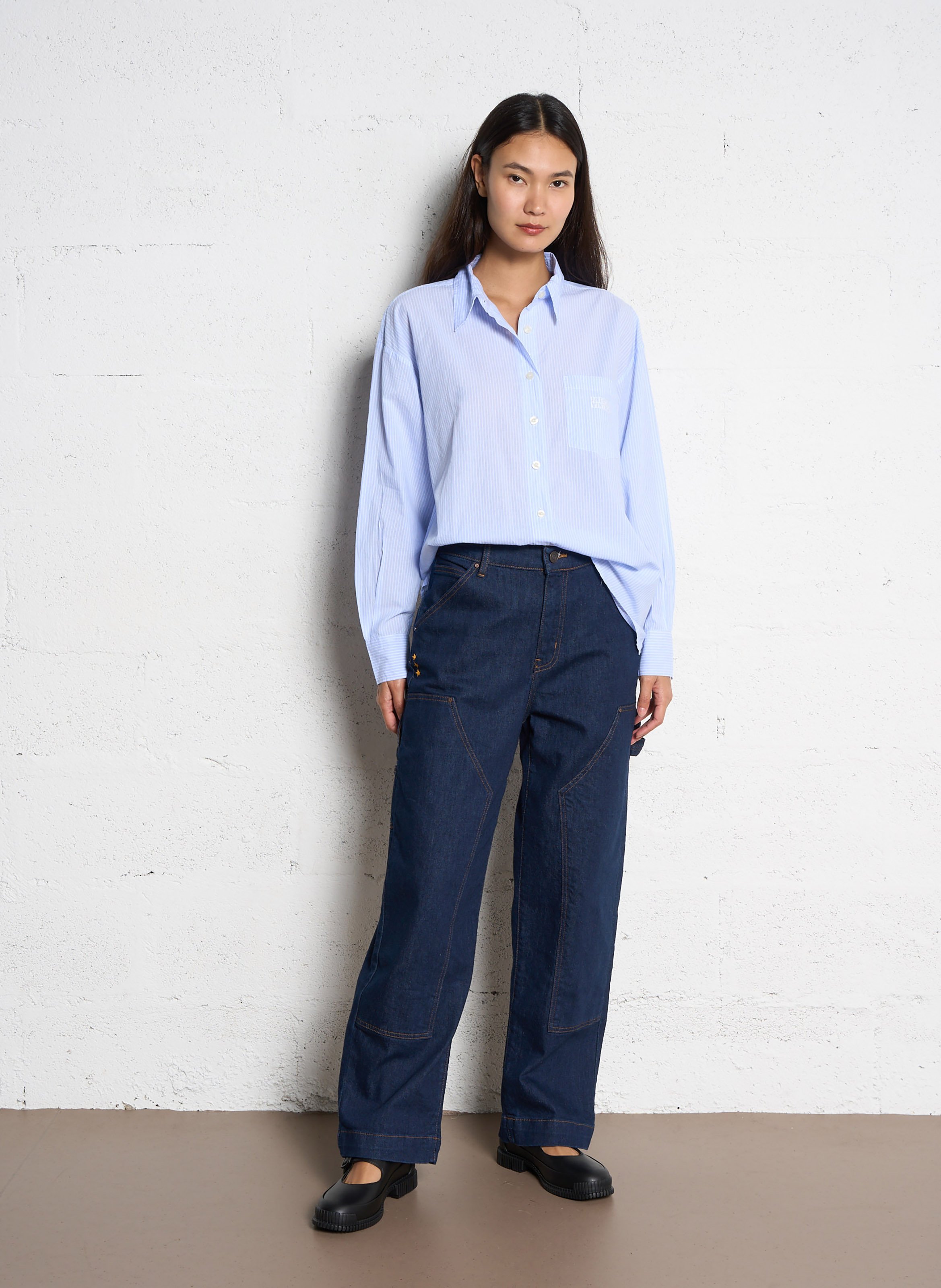 Katoenen blouse met klassieke kraag AMERICAN VINTAGE Blauw