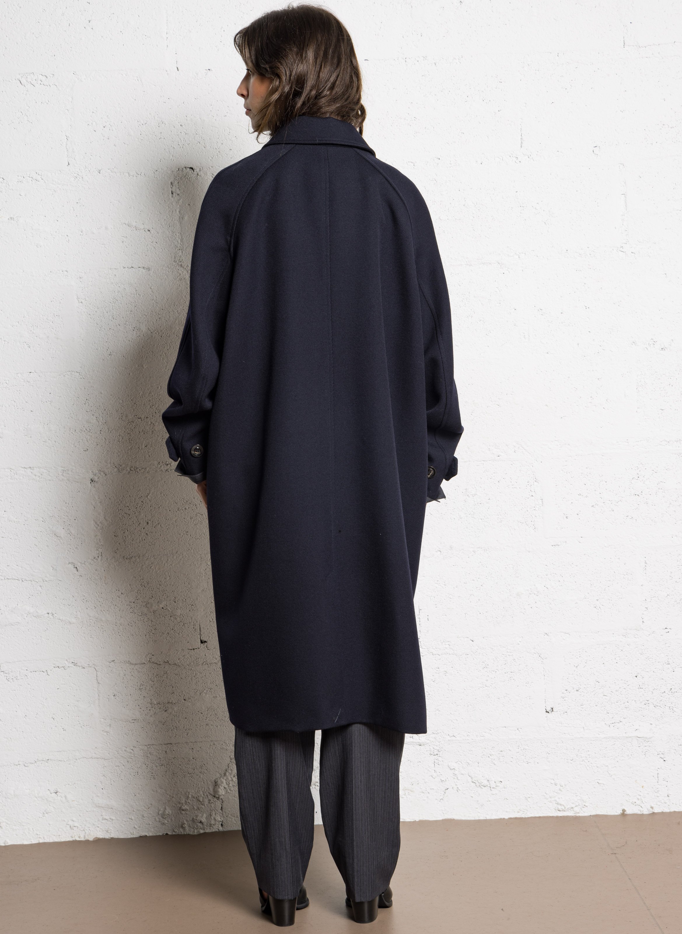 Manteau oversize col classique en laine SOEUR Bleu