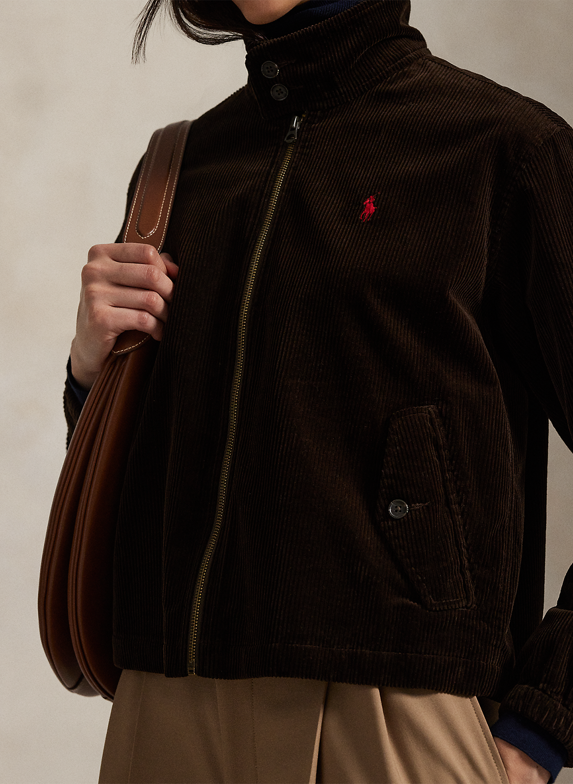 Veste col montant en coton POLO RALPH LAUREN Marron