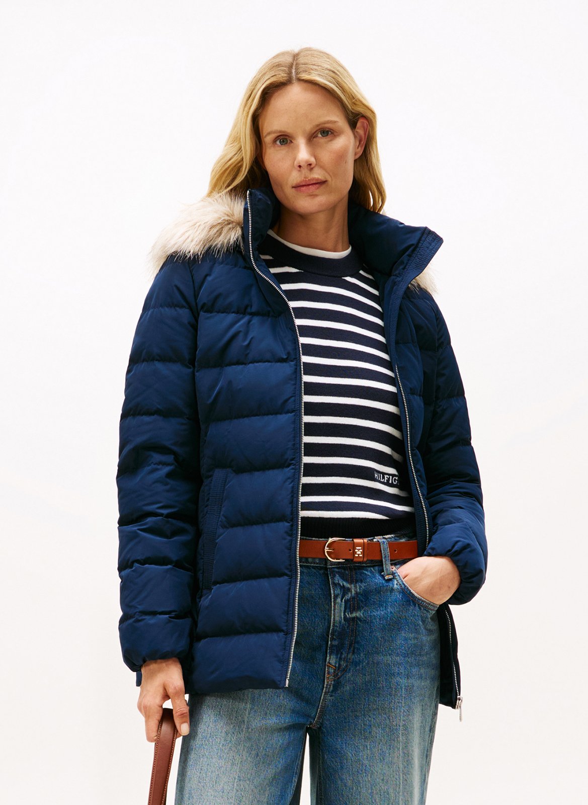 Doudoune droite col montant matelassée TOMMY HILFIGER Bleu