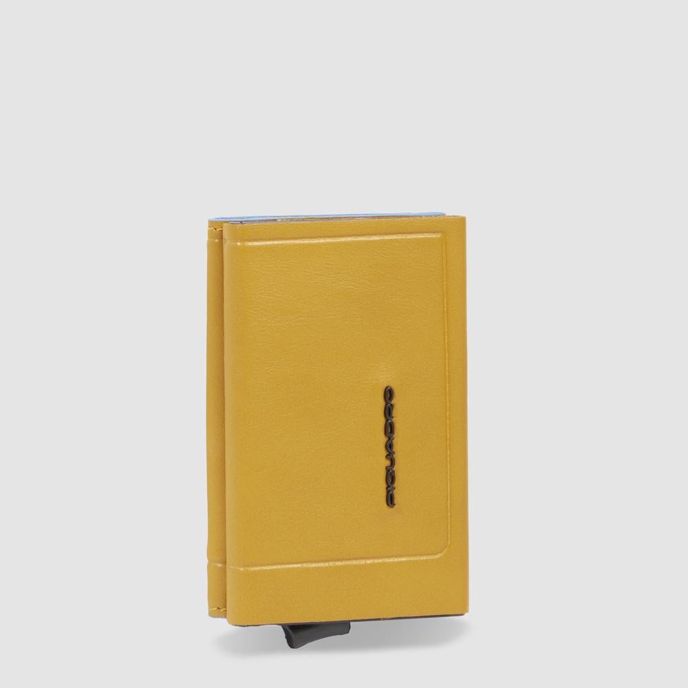 Compact wallet with pop-up card holder, coin pocket, and RFID protection PIQUADRO Yellow