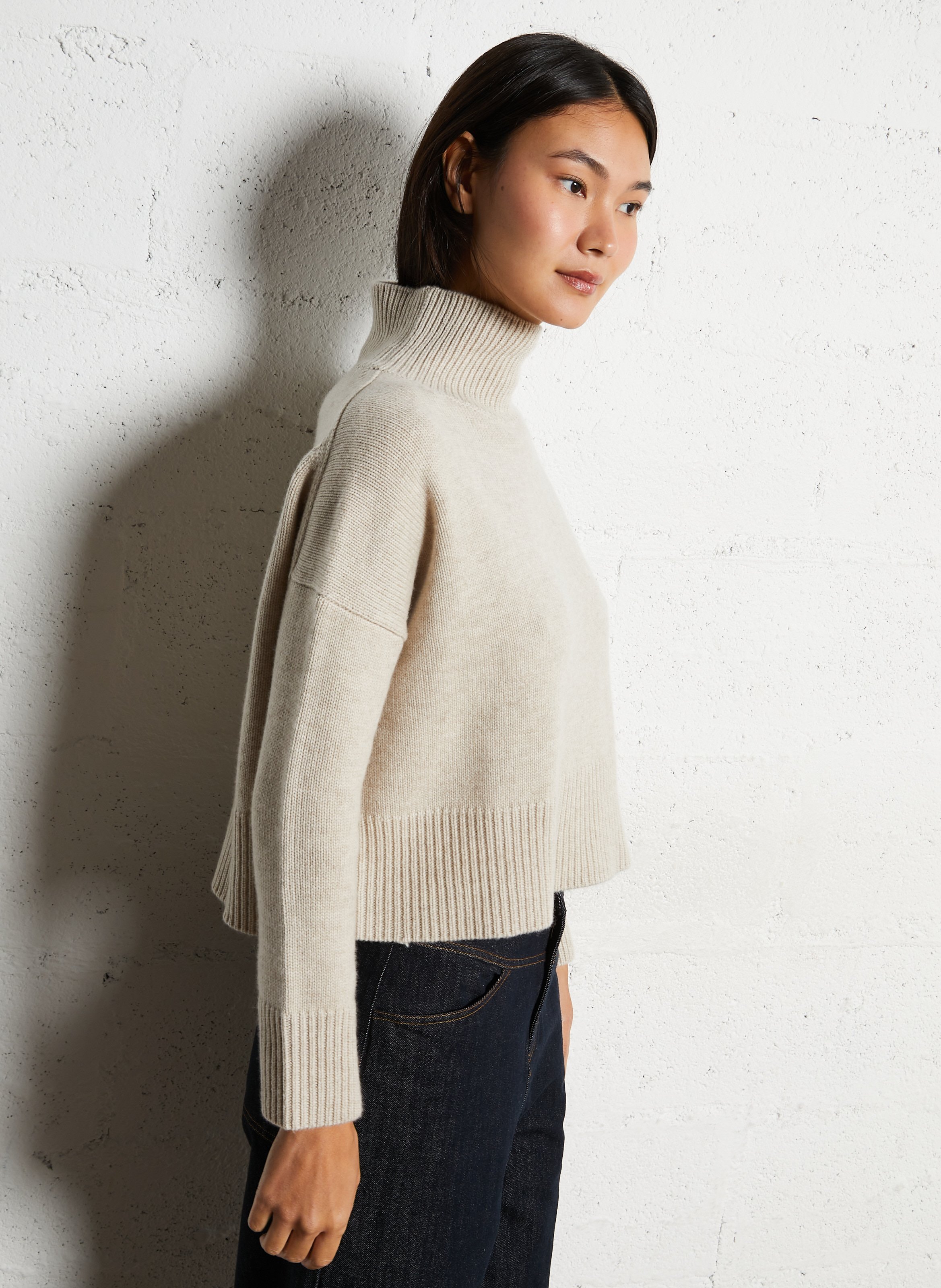 Korte coltrui van kasjmier KUJTEN Beige