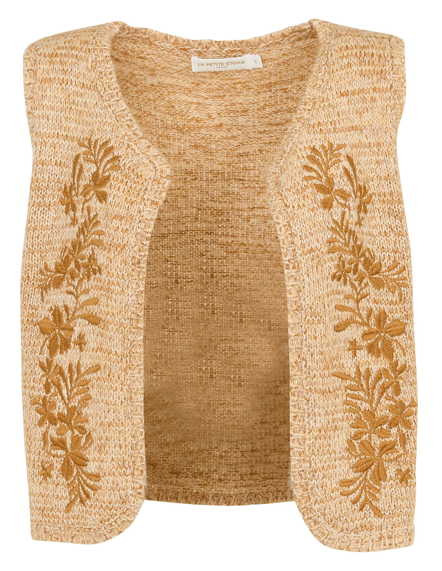 Ärmellose Strickweste mit Stickereien LA PETITE ETOILE Beige