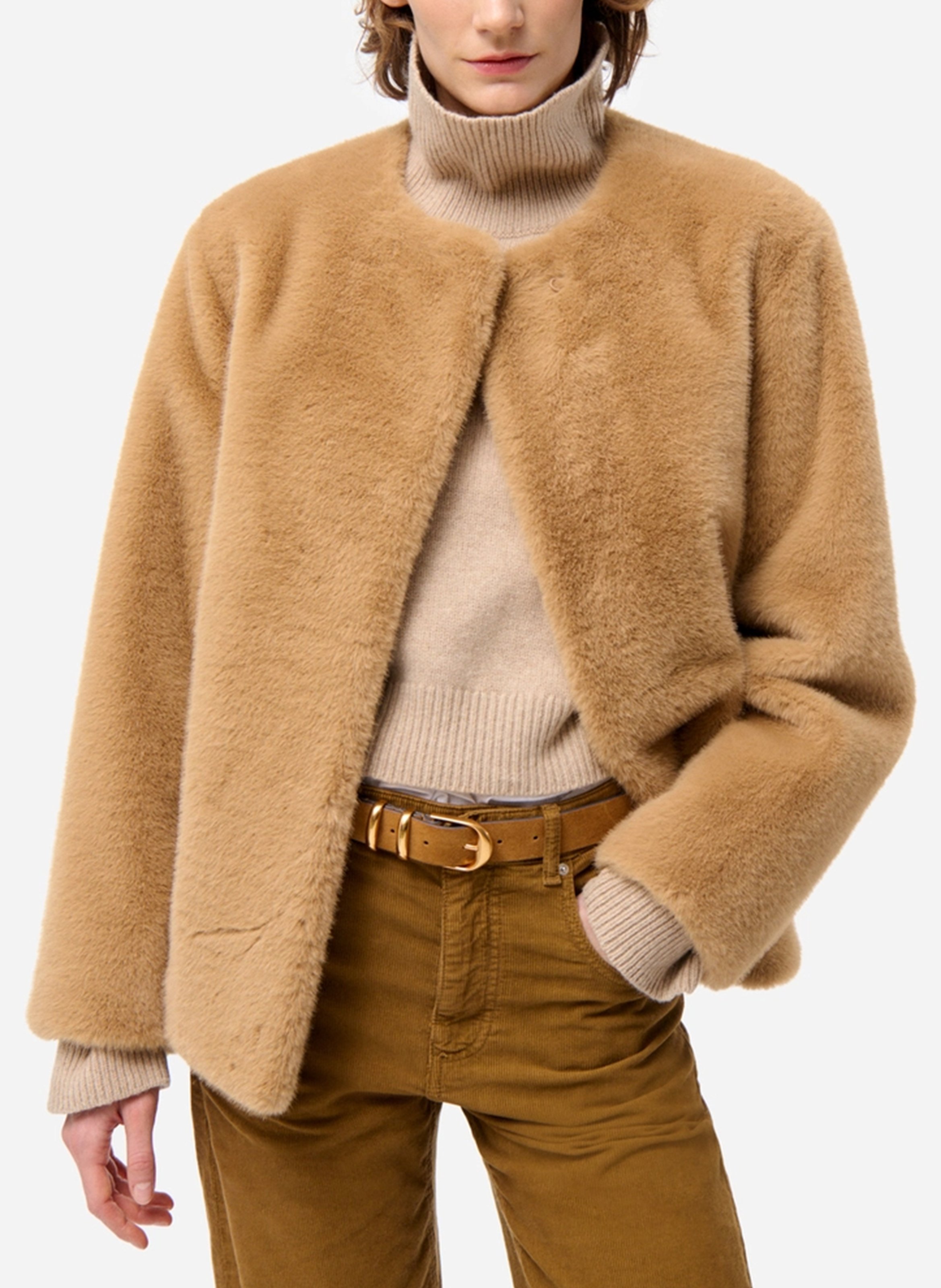 Straight round neck faux fur jacket VANESSA BRUNO