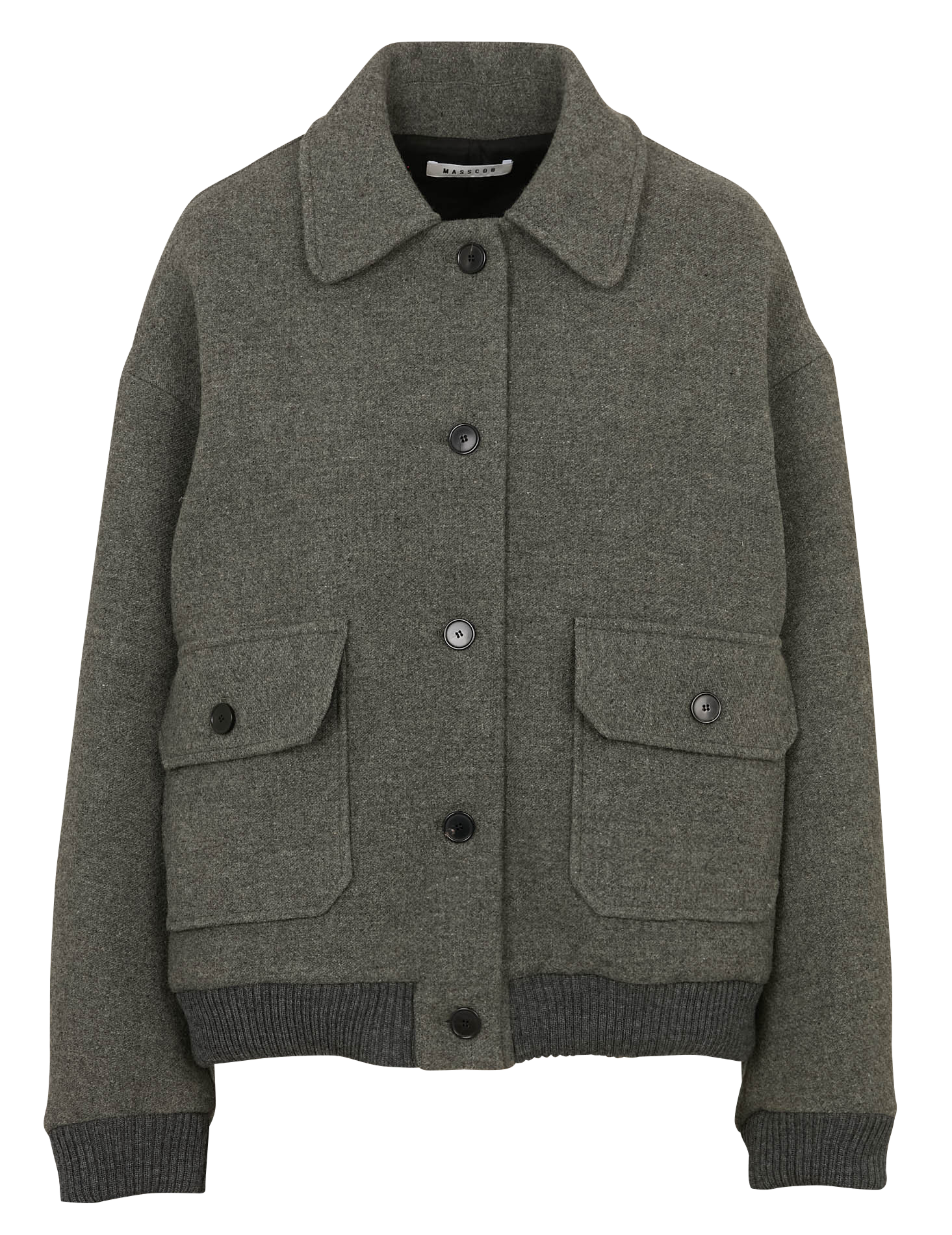 Veste boutonnée unie en laine mélangée MASSCOB Vert