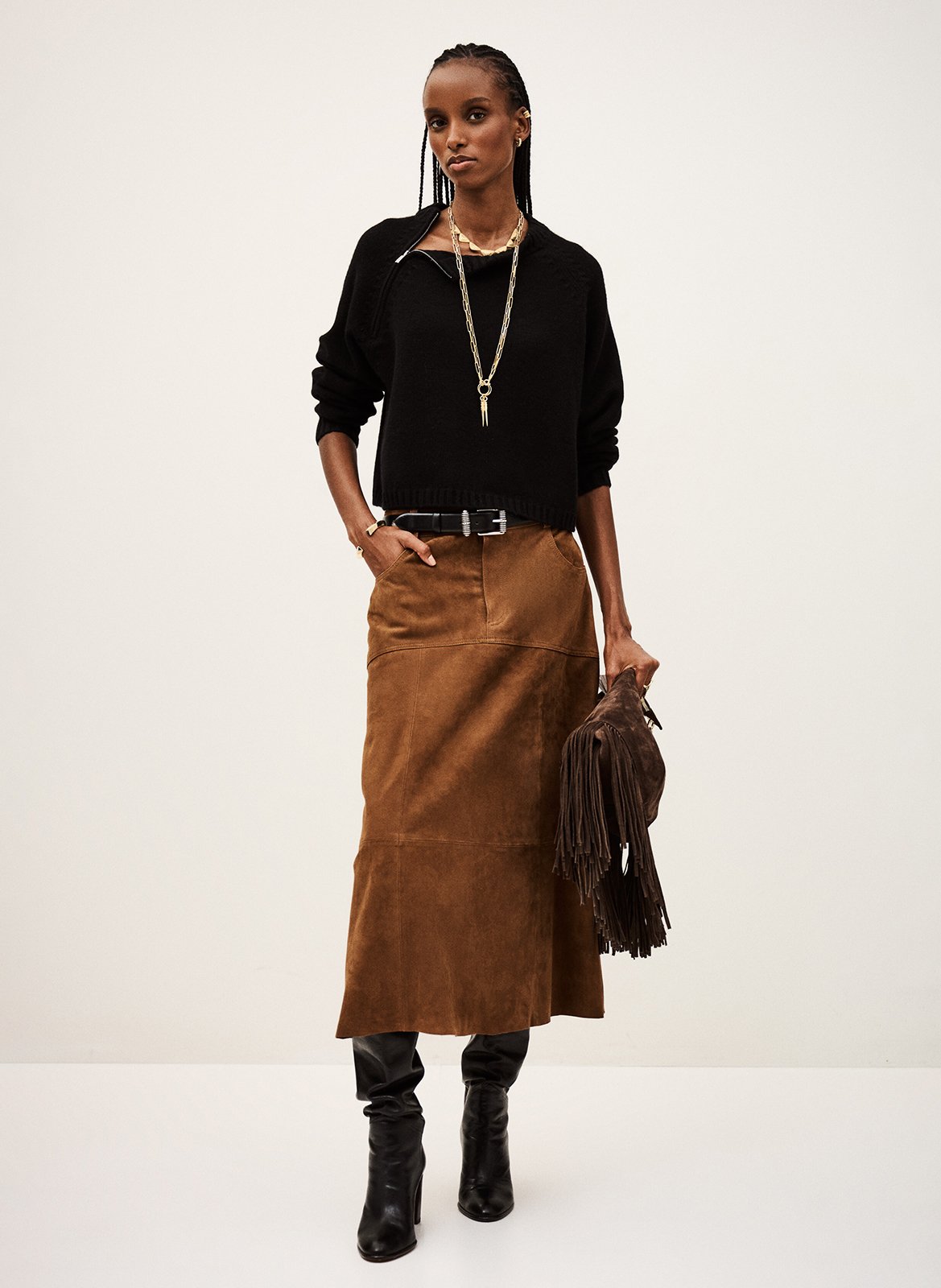 Korte ronde hals kasjmier trui BA&SH Zwart