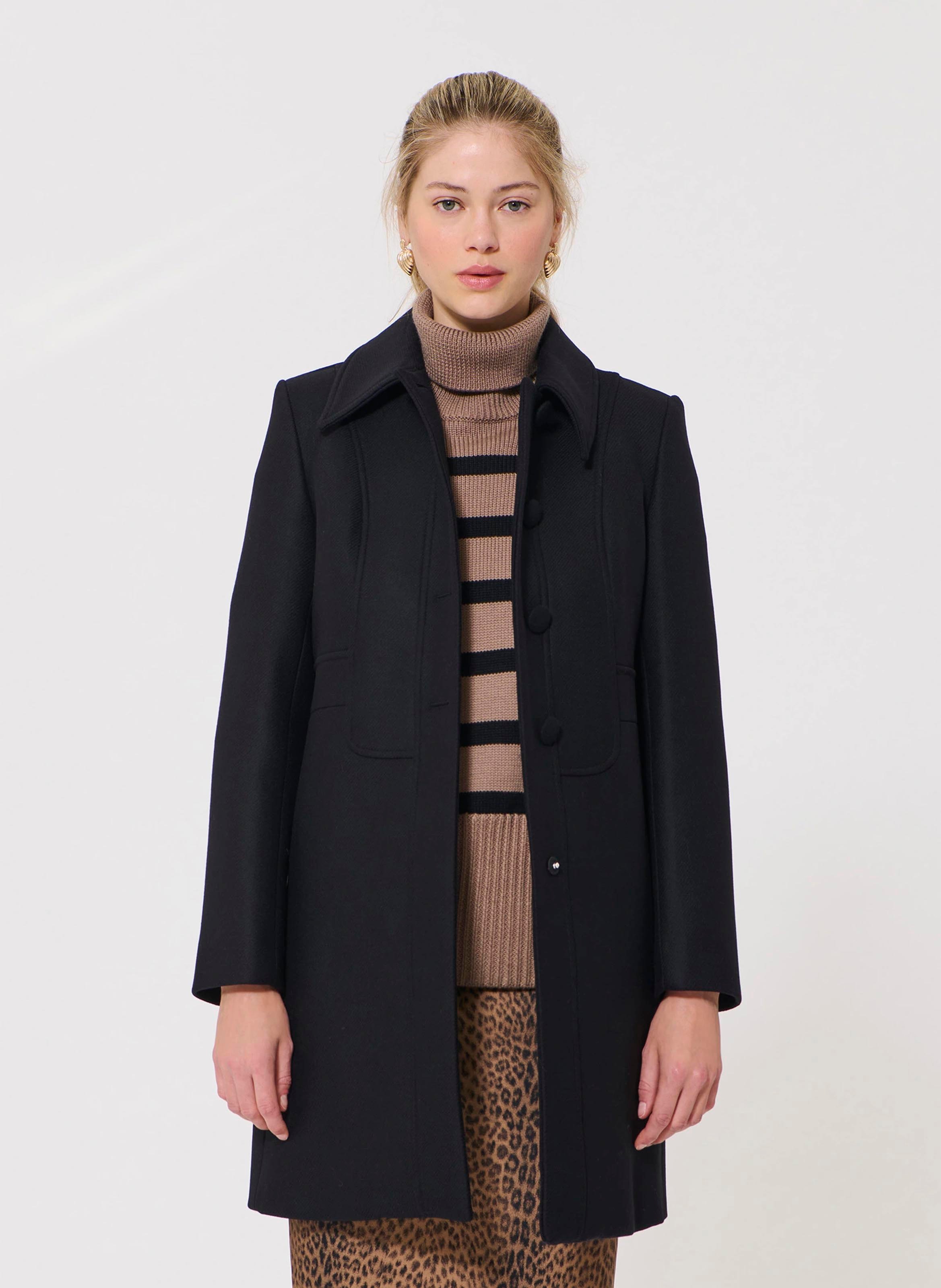 Straight wool-blend coat with classic collar TARA JARMON Black