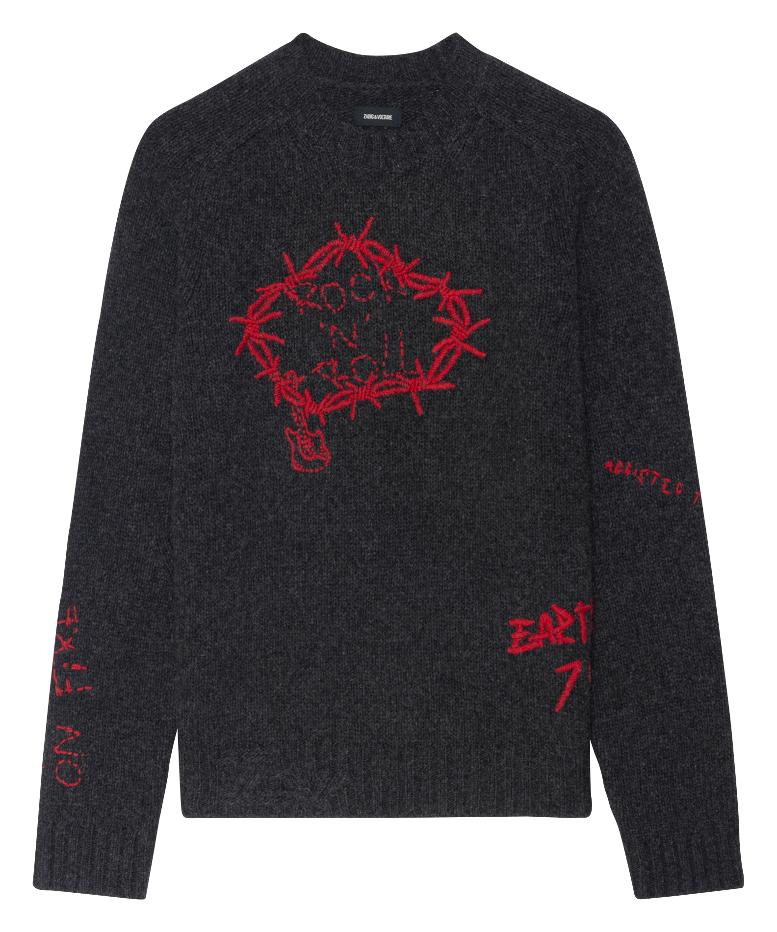 Gerade geschnittener Rundhalspullover aus Wolle ZADIG&VOLTAIRE Grau